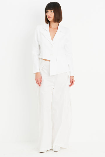 Scuba Cropped Asymmetrical Blazer