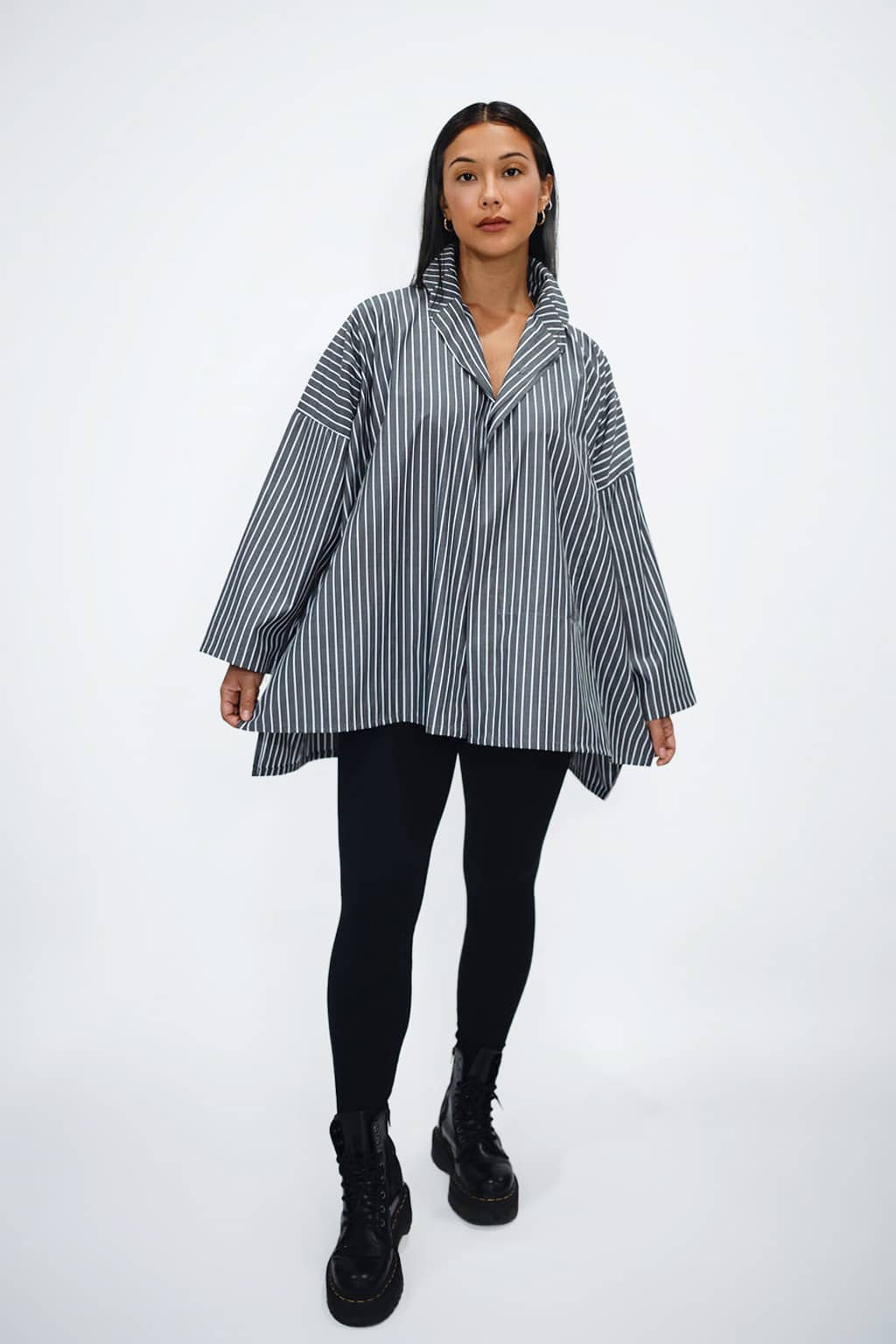 Cotton Structured Swing Stripe Shirt