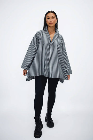 Cotton Structured Swing Stripe Shirt