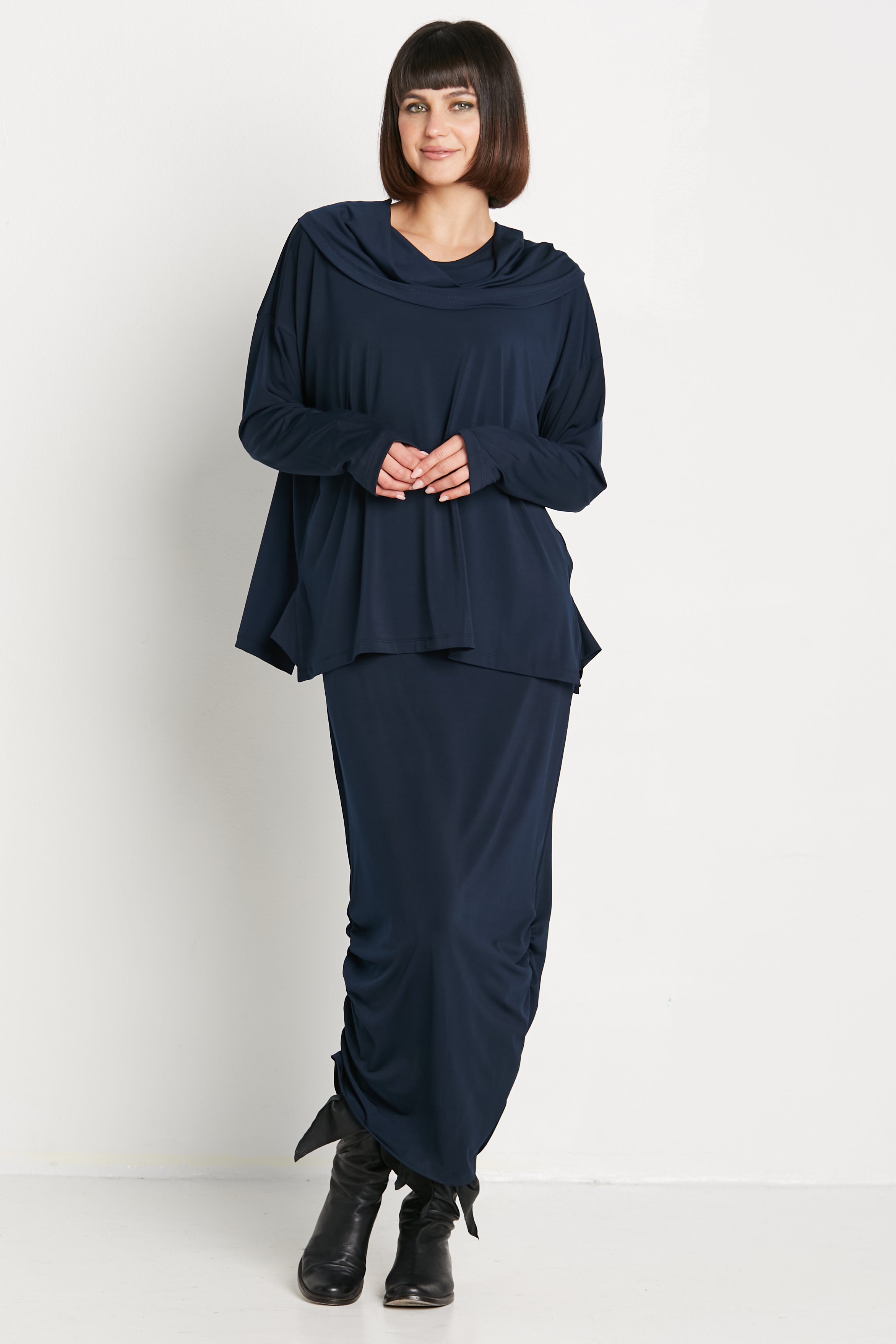 Matte Jersey Cowl Neck Top