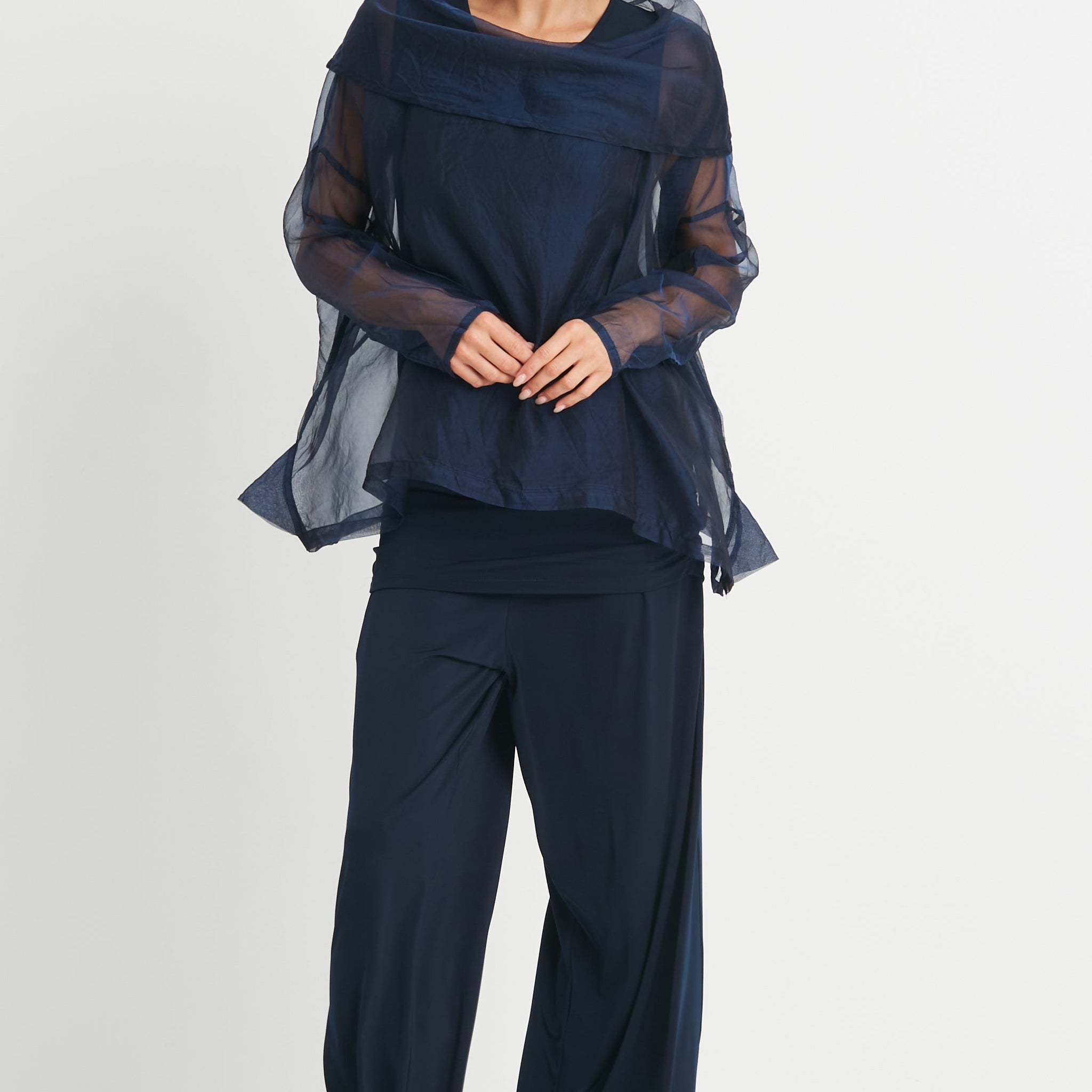 Organza Cowl Neck Top