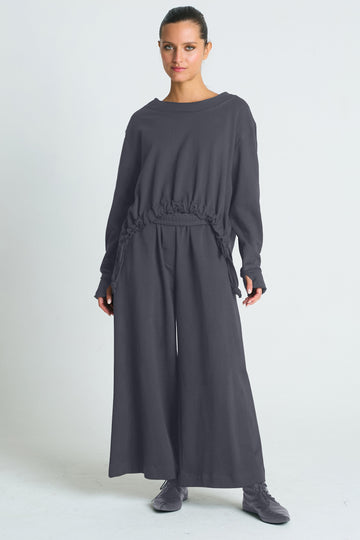 French Terry Crop Drawstring Top