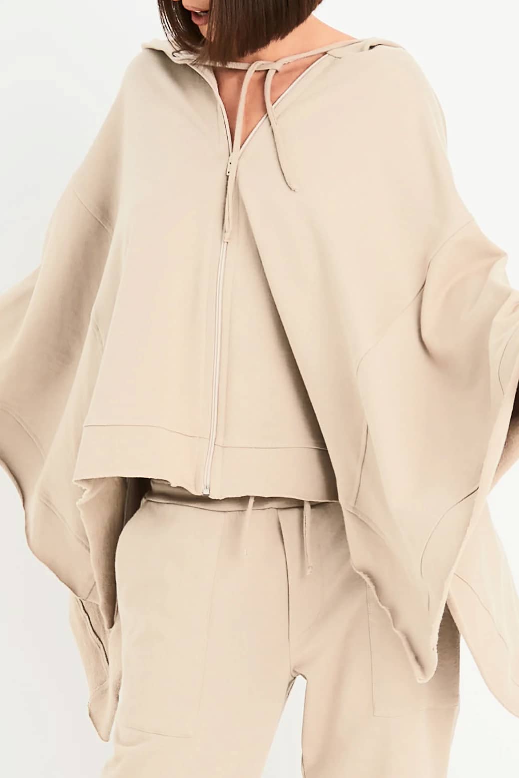 French Terry Zipped Up Poncho