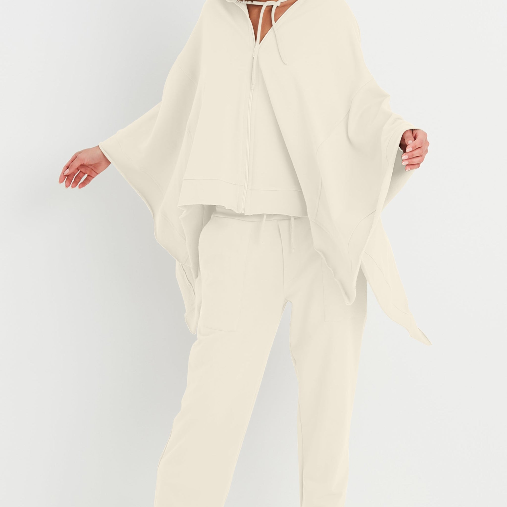 French Terry Zipped Up Poncho