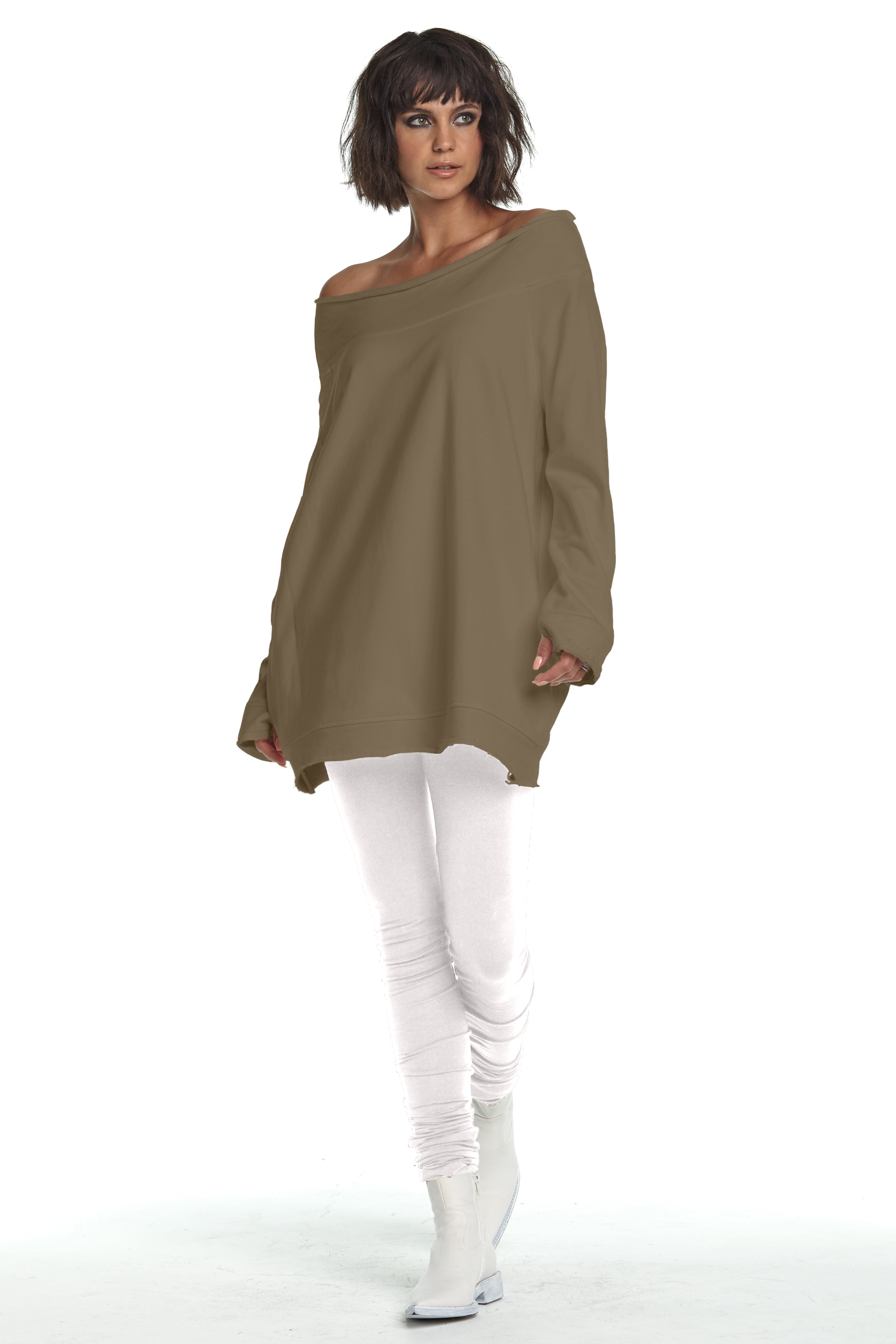 French Terry Off the Shoulder Tunic