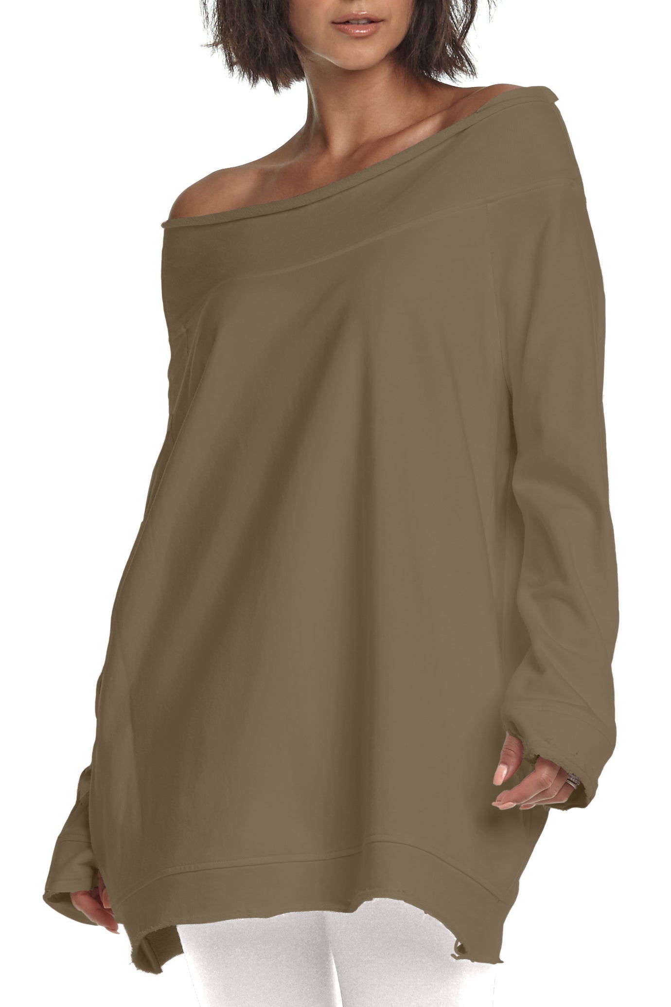 French Terry Off the Shoulder Tunic