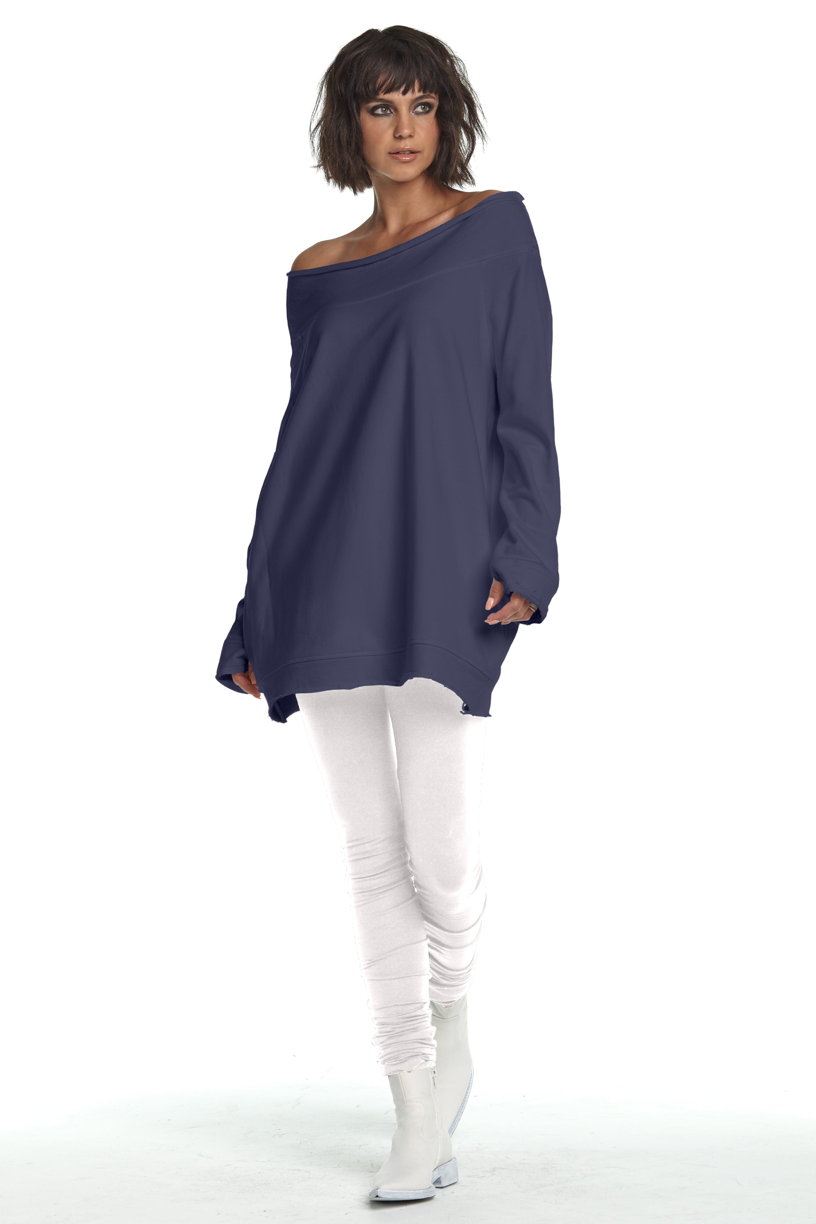 French Terry Off the Shoulder Tunic