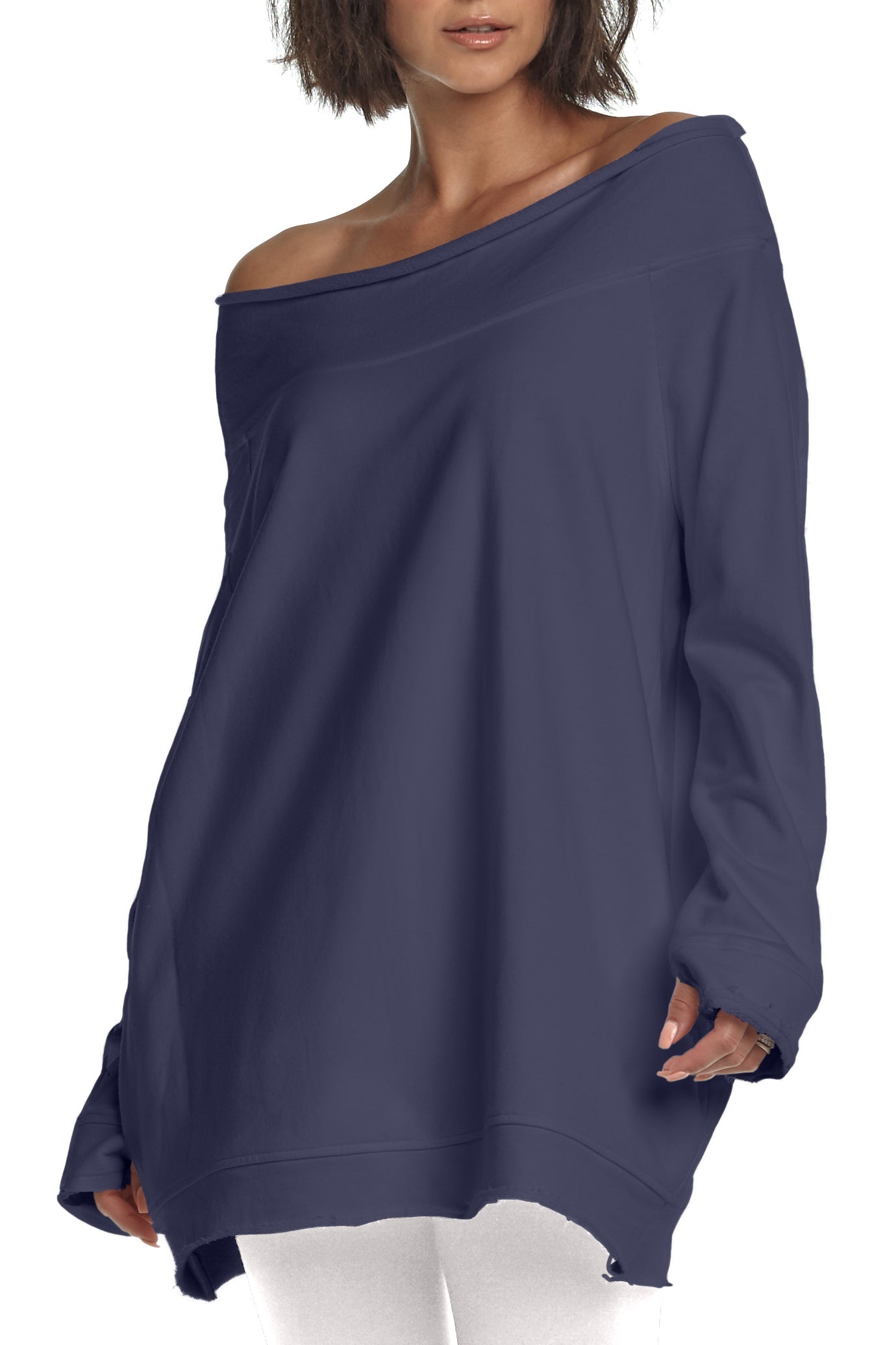French Terry Off the Shoulder Tunic