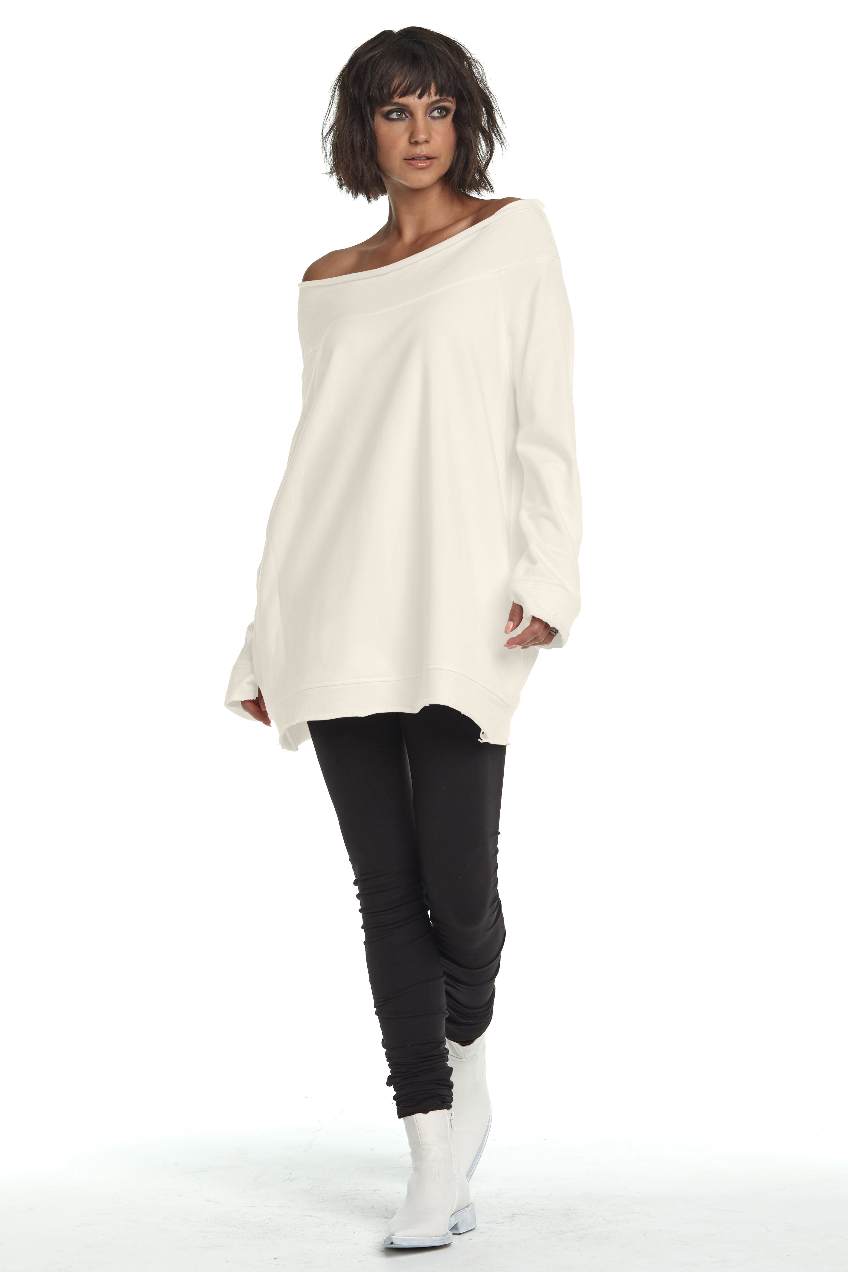 French Terry Off the Shoulder Tunic
