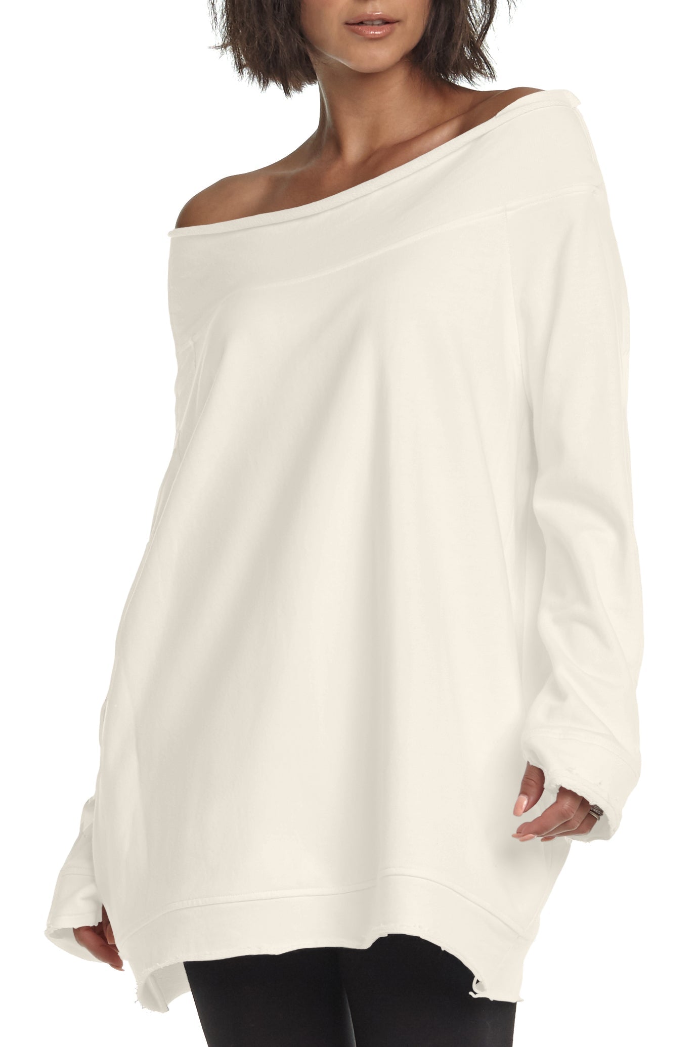 French Terry Off the Shoulder Tunic