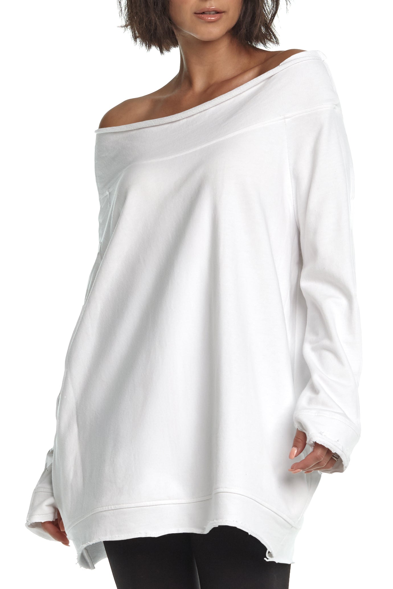 French Terry Off the Shoulder Tunic