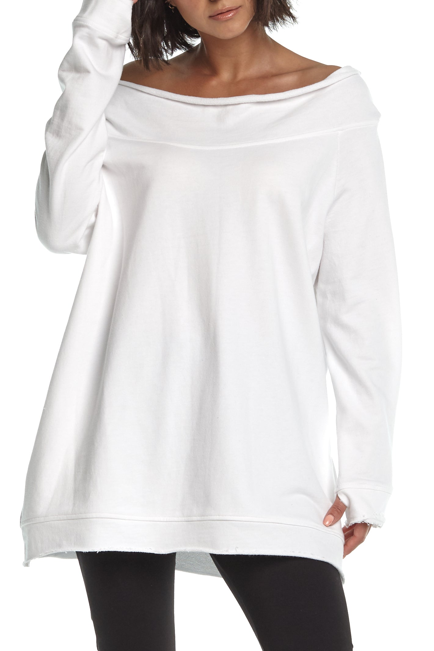French Terry Off the Shoulder Tunic