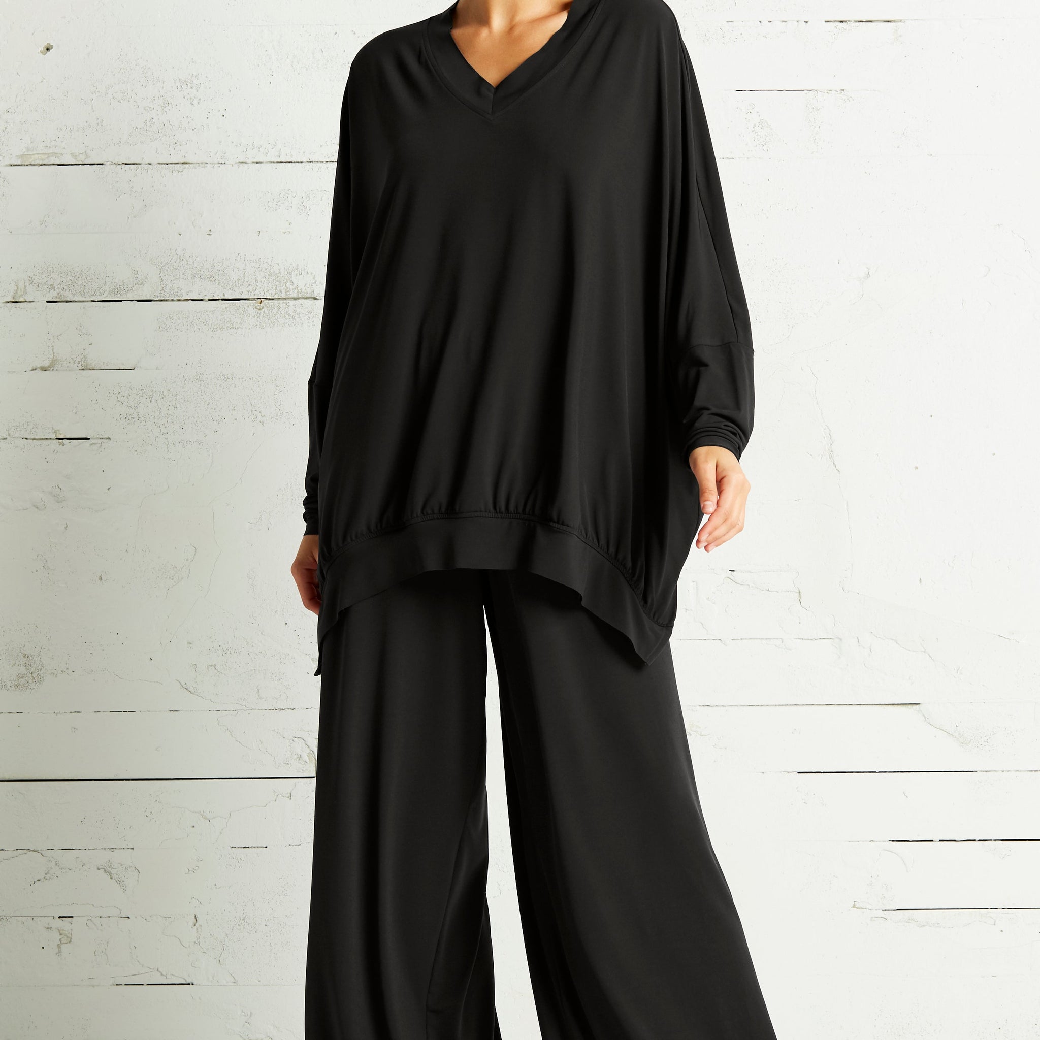 Matte Jersey Bubble V Neck Top