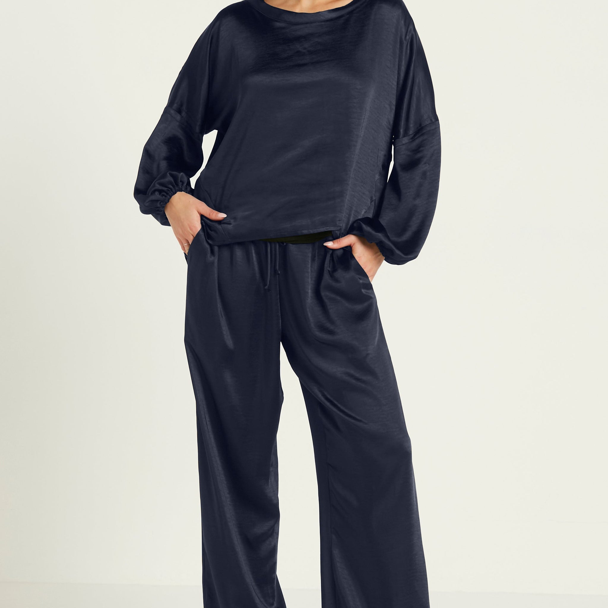 Sateen Billow Sleeve Top
