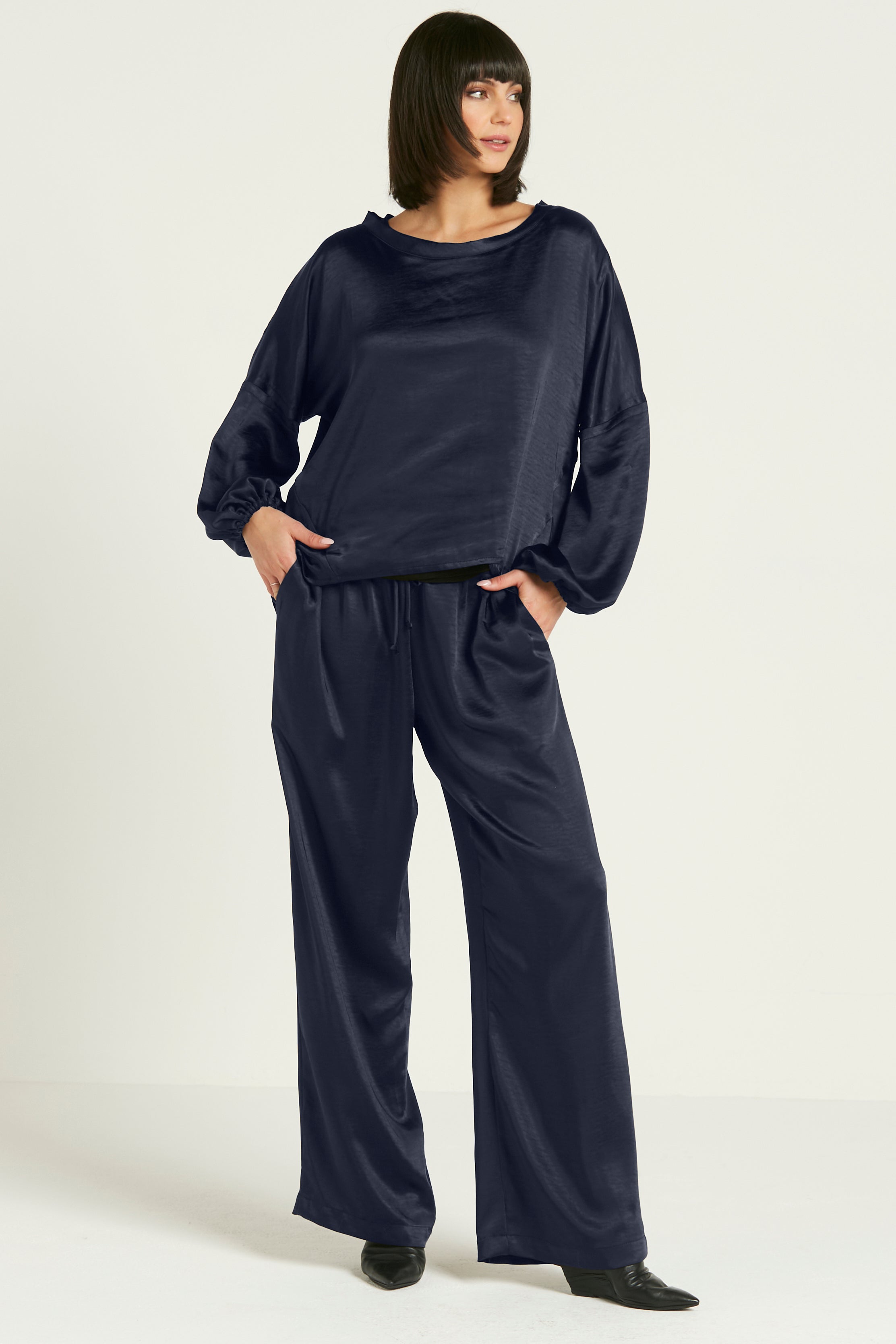 Sateen Billow Sleeve Top