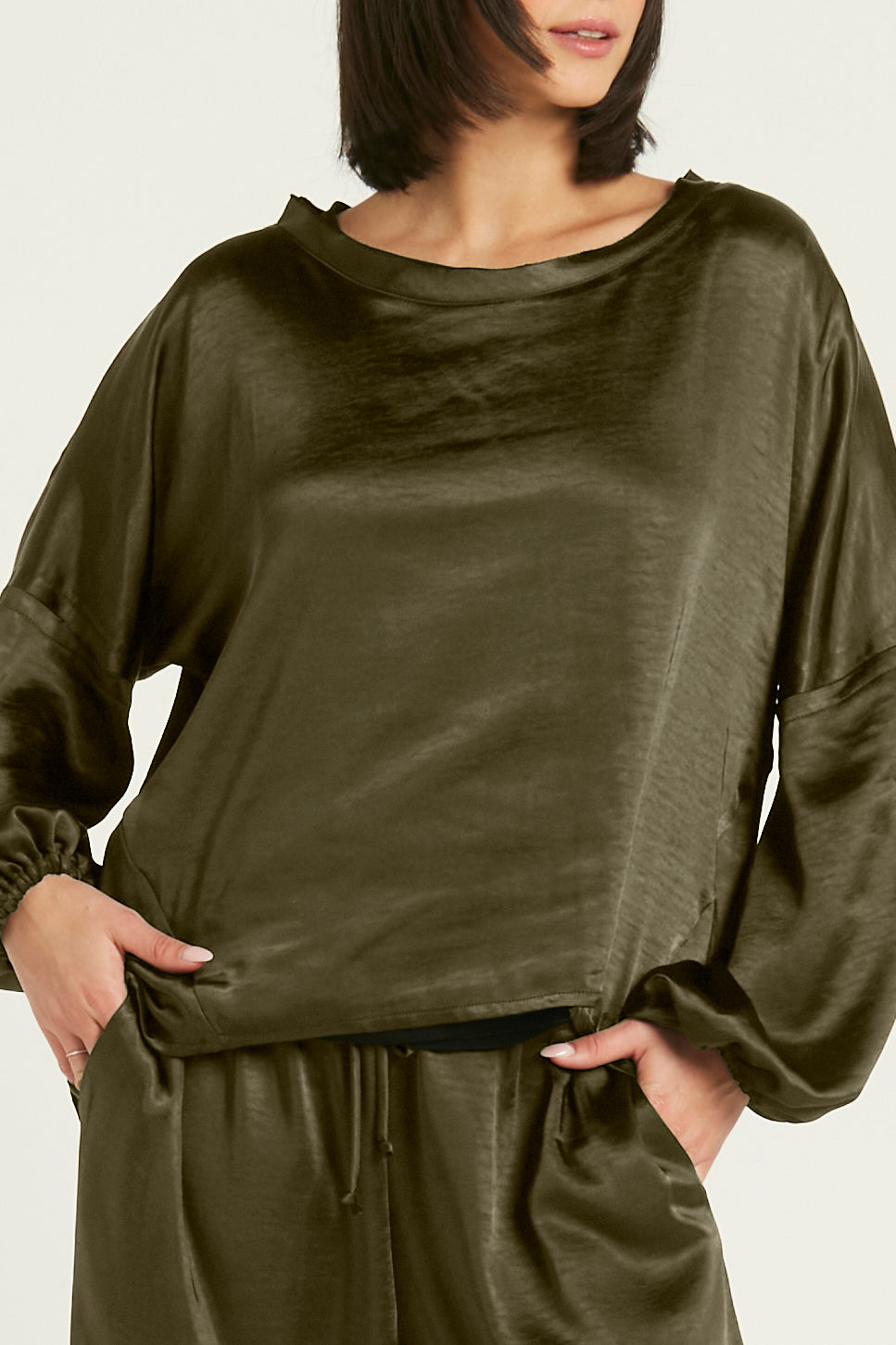 Sateen Billow Sleeve Top