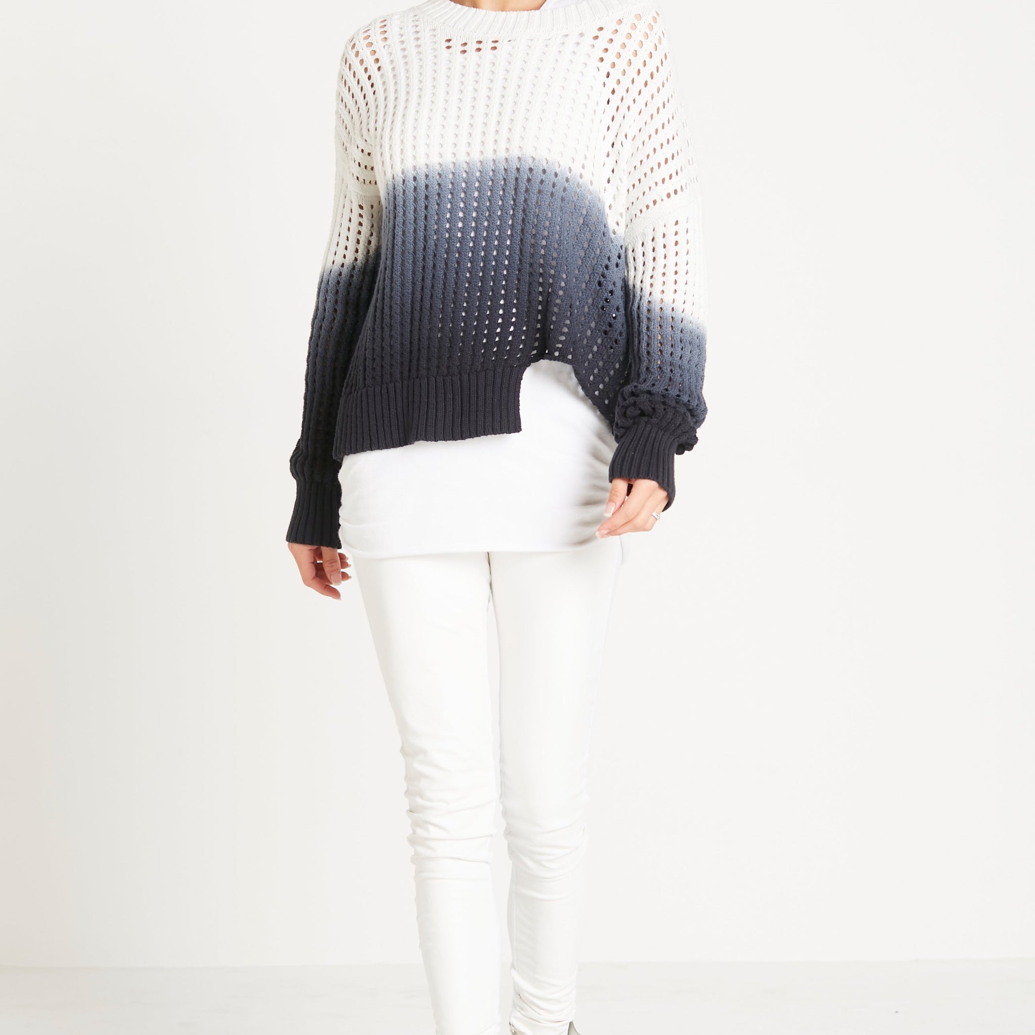 Pima Cotton Dip Dyed Boatneck Sweater