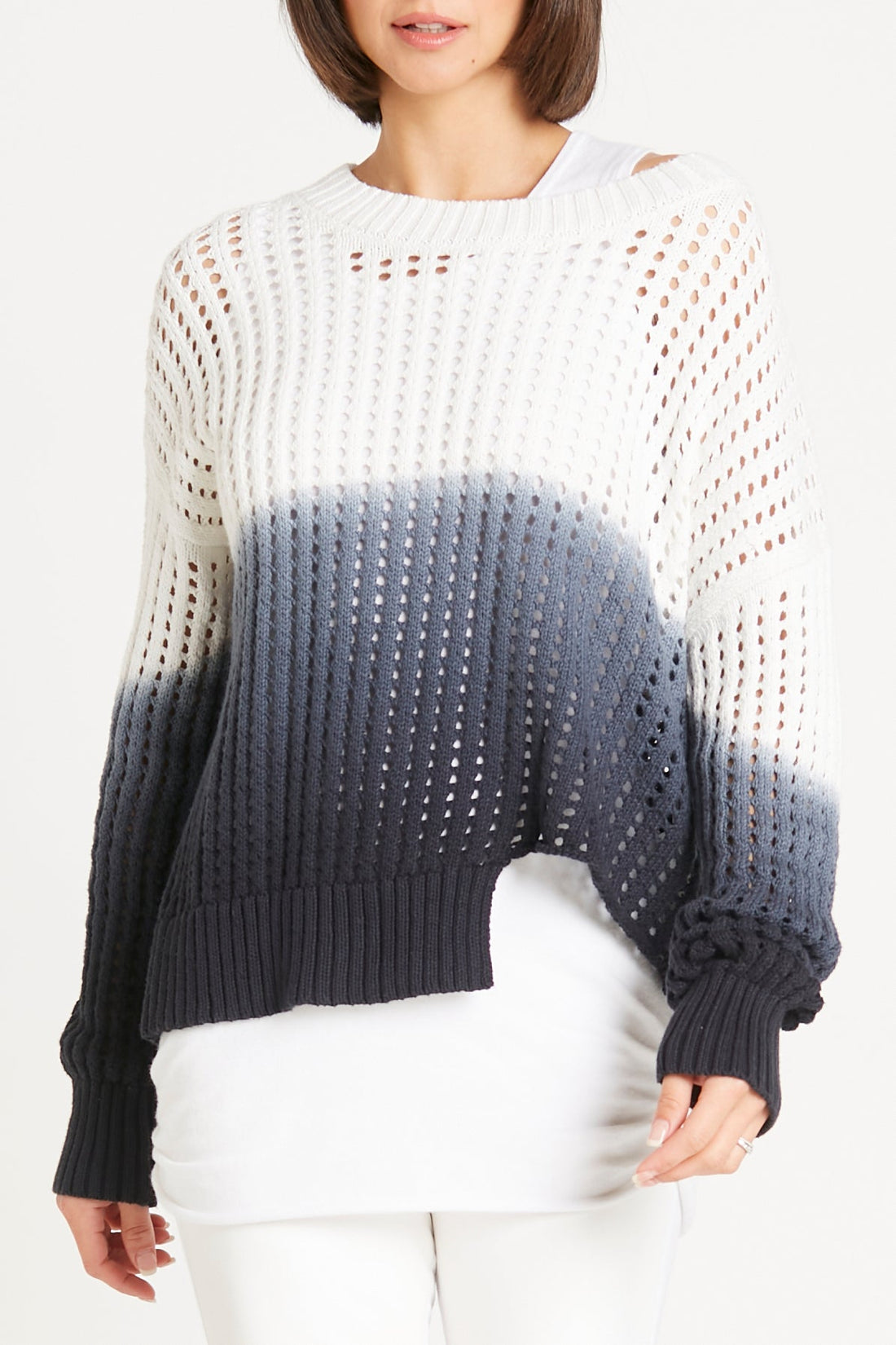 Pima Cotton Dip Dyed Boatneck Sweater
