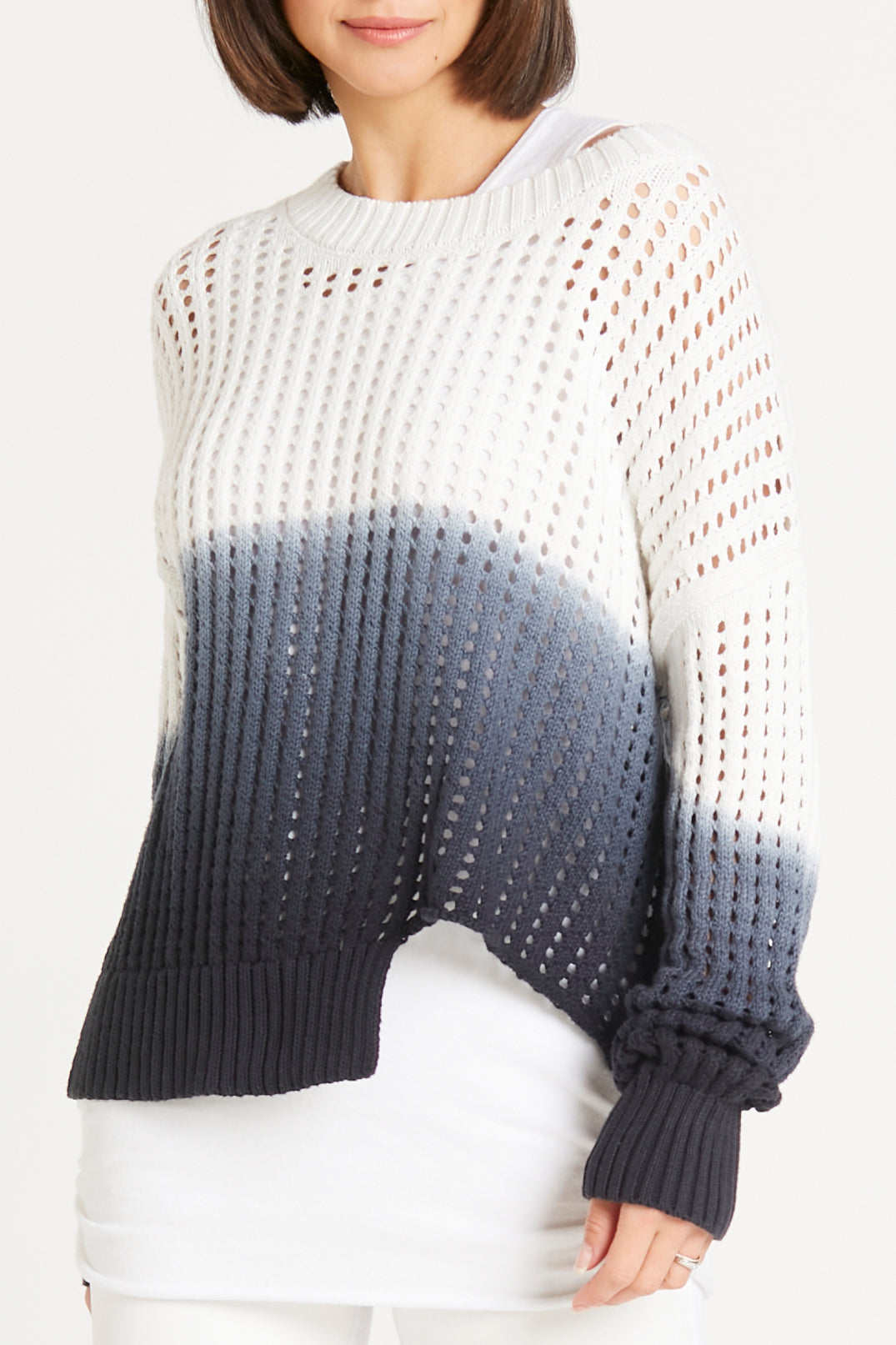 Pima Cotton Dip Dyed Boatneck Sweater