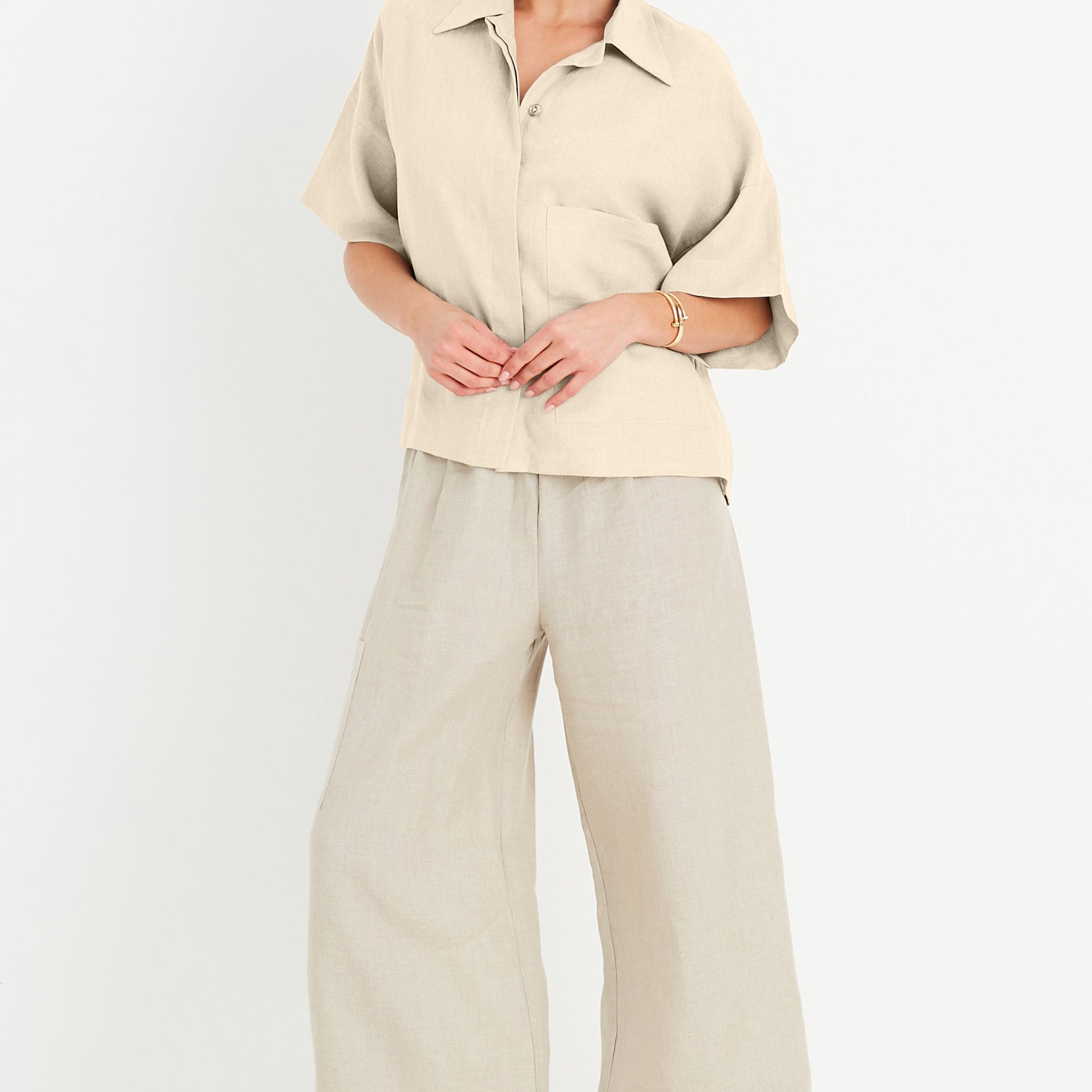 Handkerchief Linen Cropped Camp Shirt