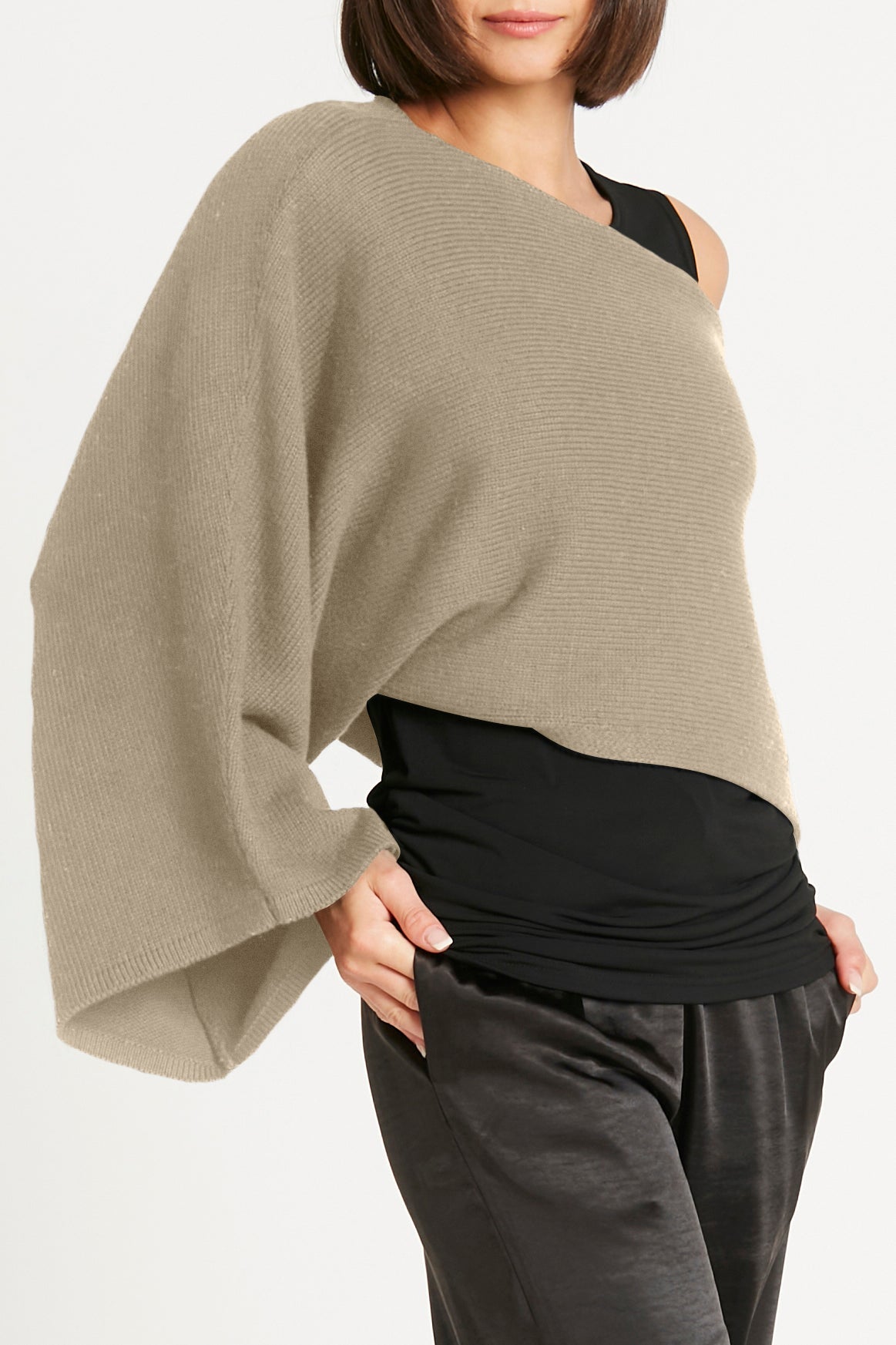 Pima Cotton Slip On Poncho Sweater