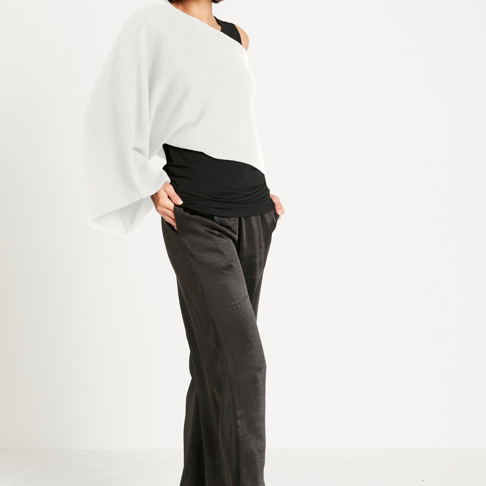 Pima Cotton Slip On Poncho Sweater