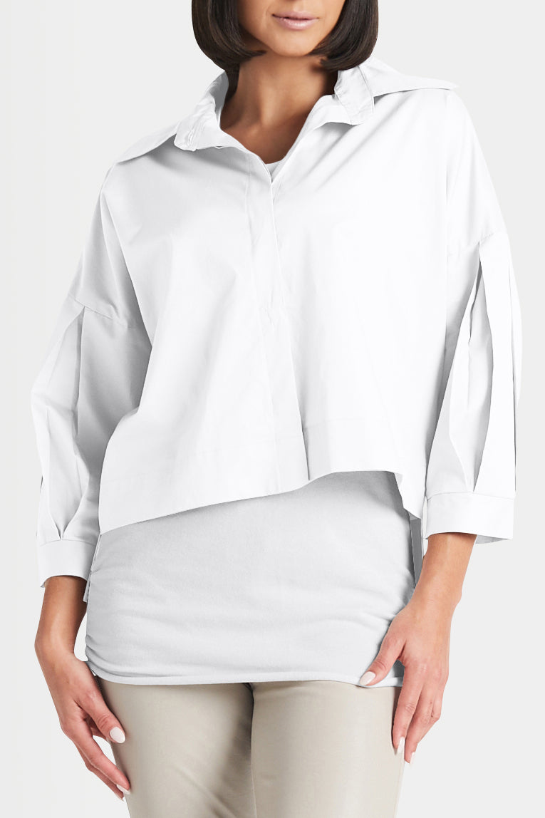 Cotton Pleat Sleeve Shirt