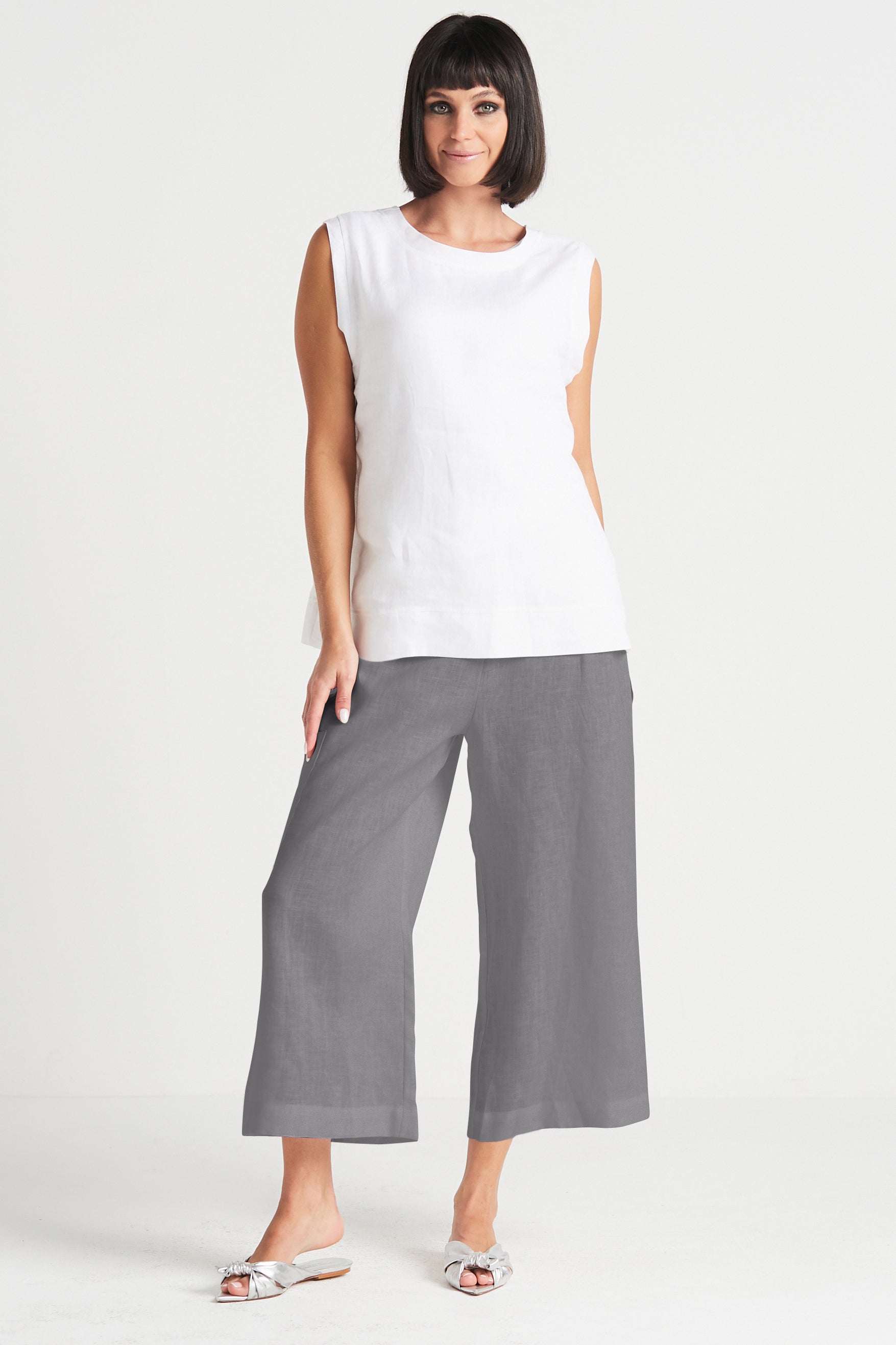 Handkerchief Linen Crop Gaucho Pants