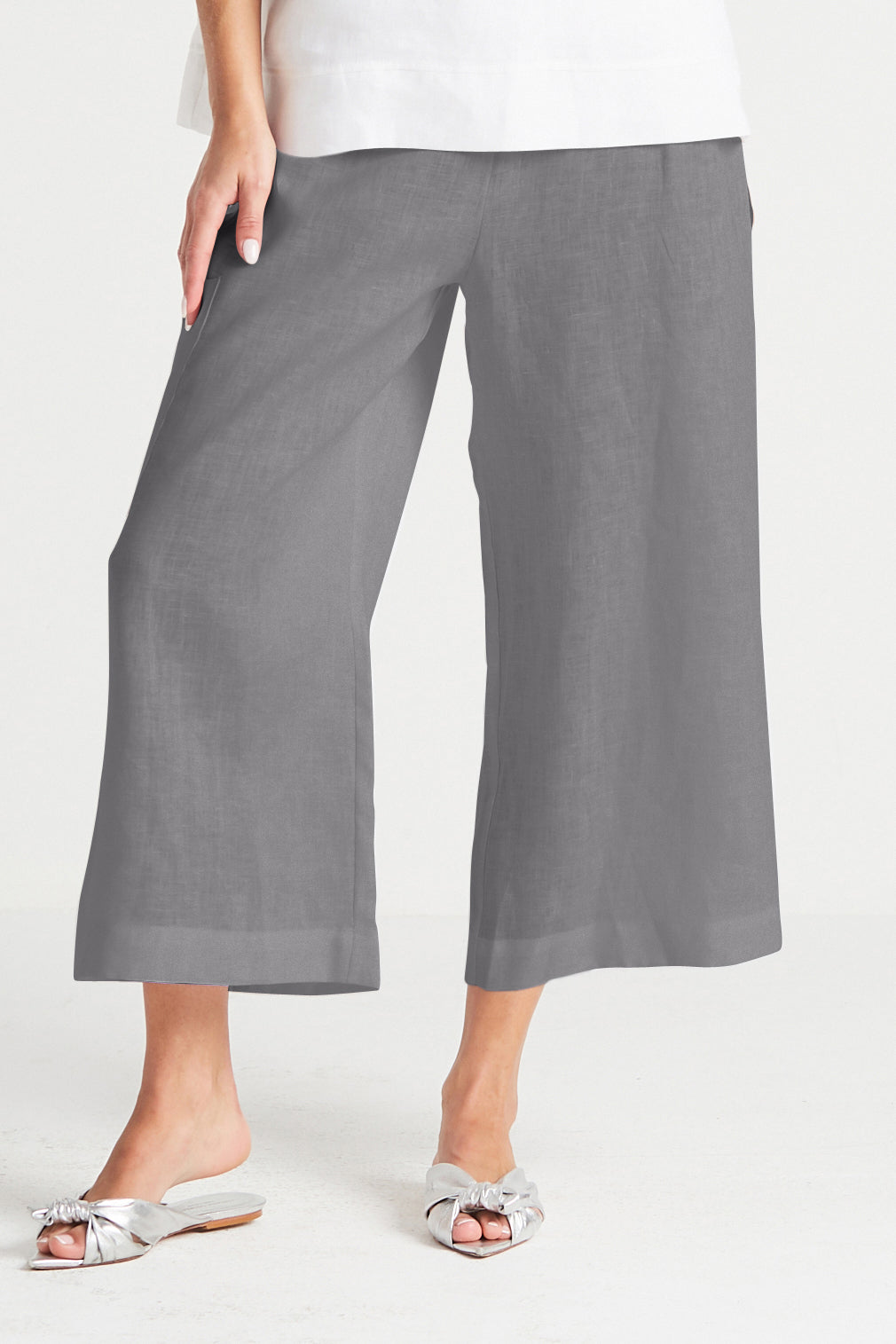 Handkerchief Linen Crop Gaucho Pants