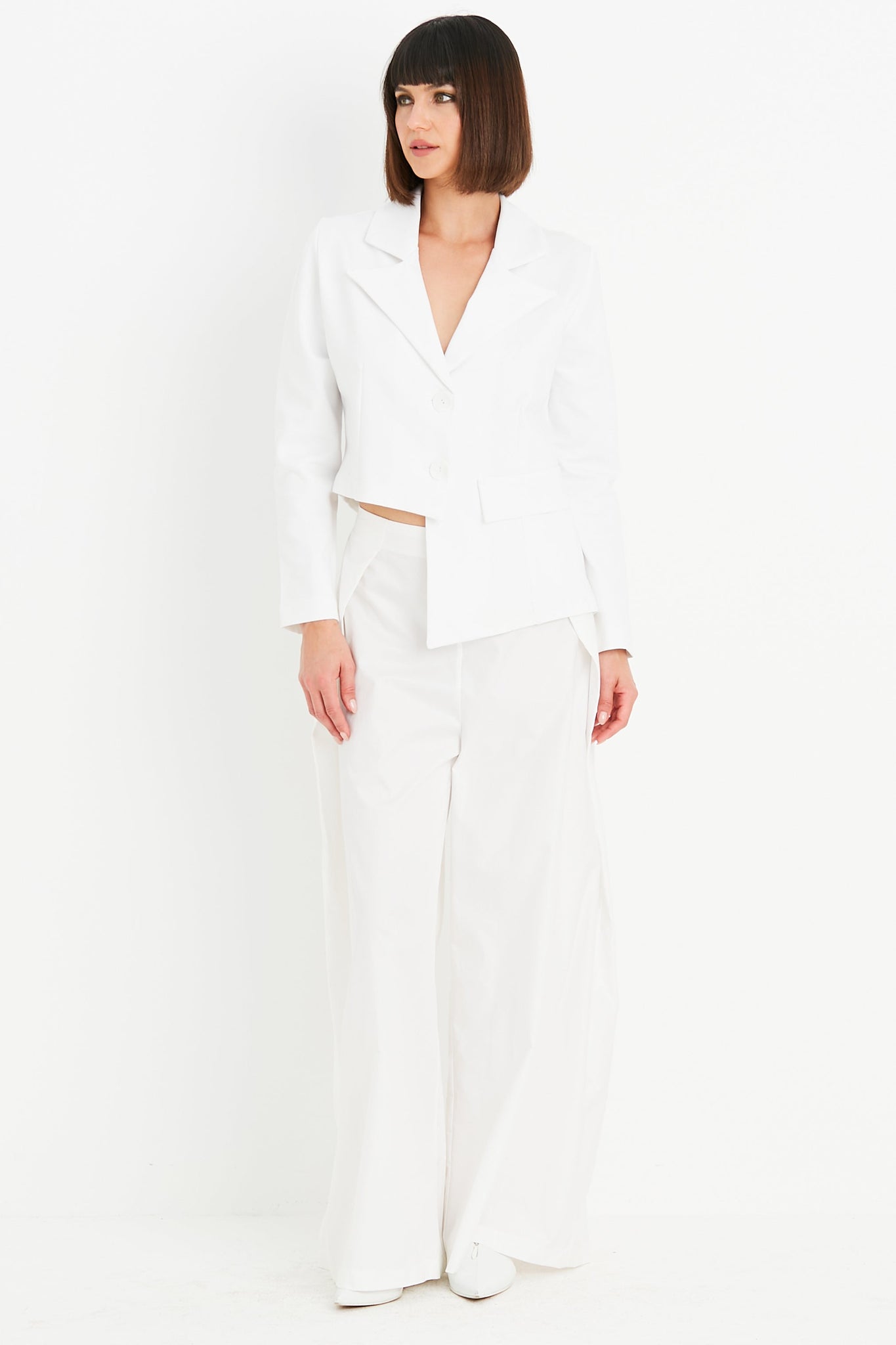 Scuba Cropped Asymmetrical Blazer