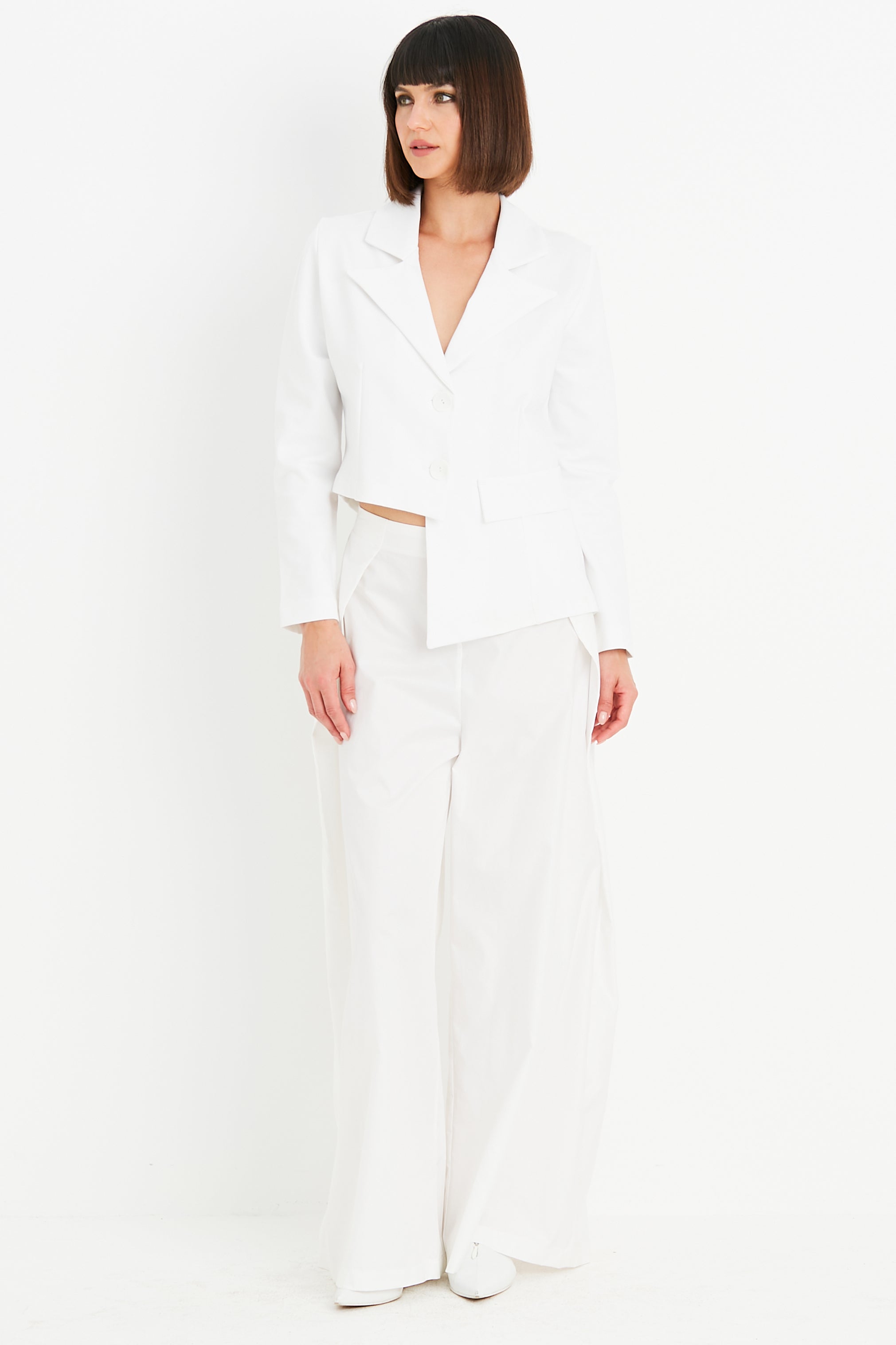 Scuba Cropped Asymmetrical Blazer