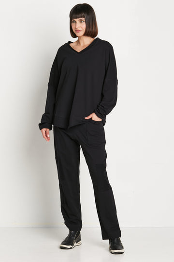 French Terry Color Block V Neck Top