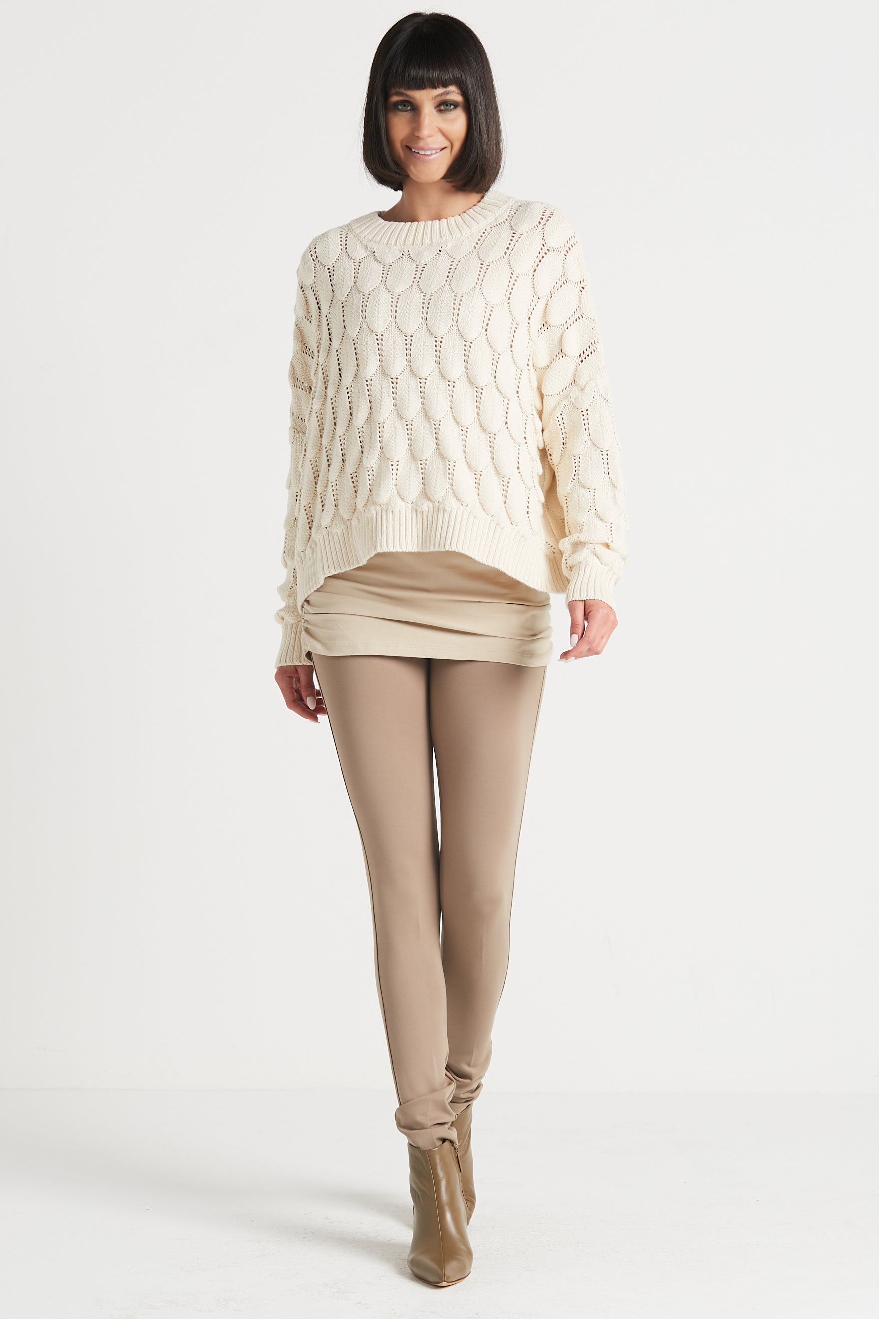 Pima Cotton Scallop Crewneck Sweater