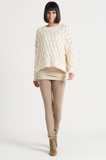 Pima Cotton Scallop Crewneck Sweater