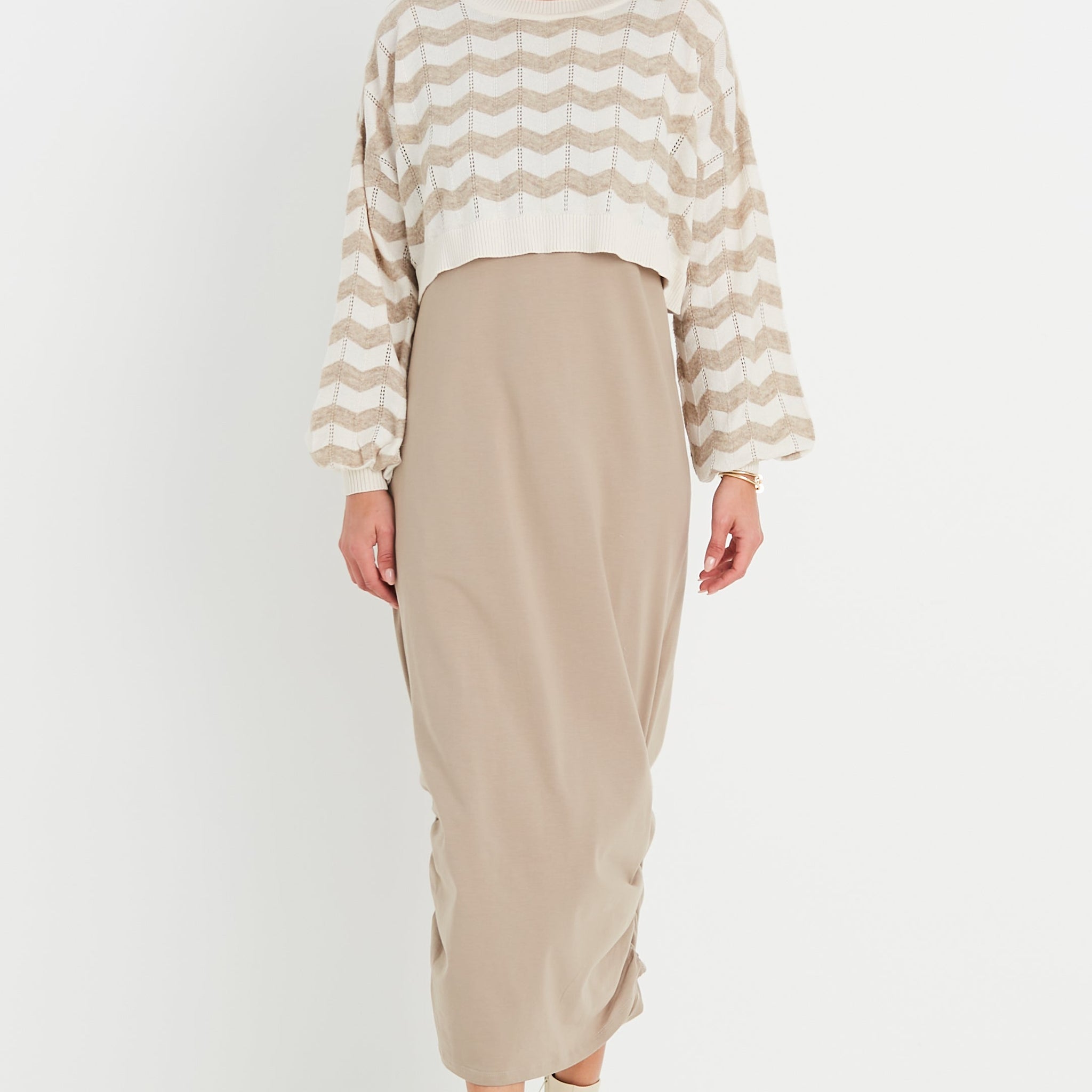 Pima Cotton Mix Mini Zig Zag Crewneck Sweater