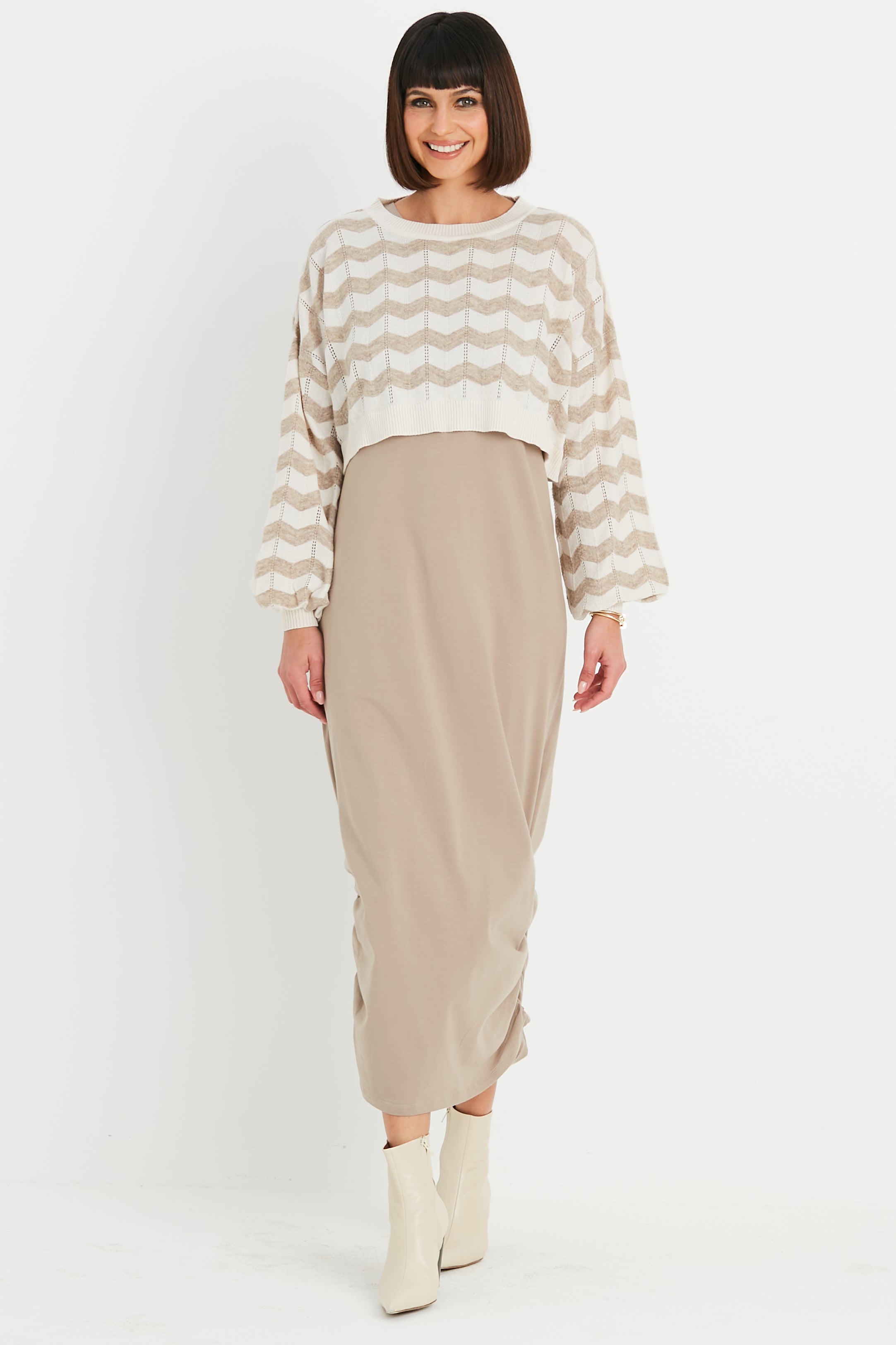 Pima Cotton Mix Mini Zig Zag Crewneck Sweater