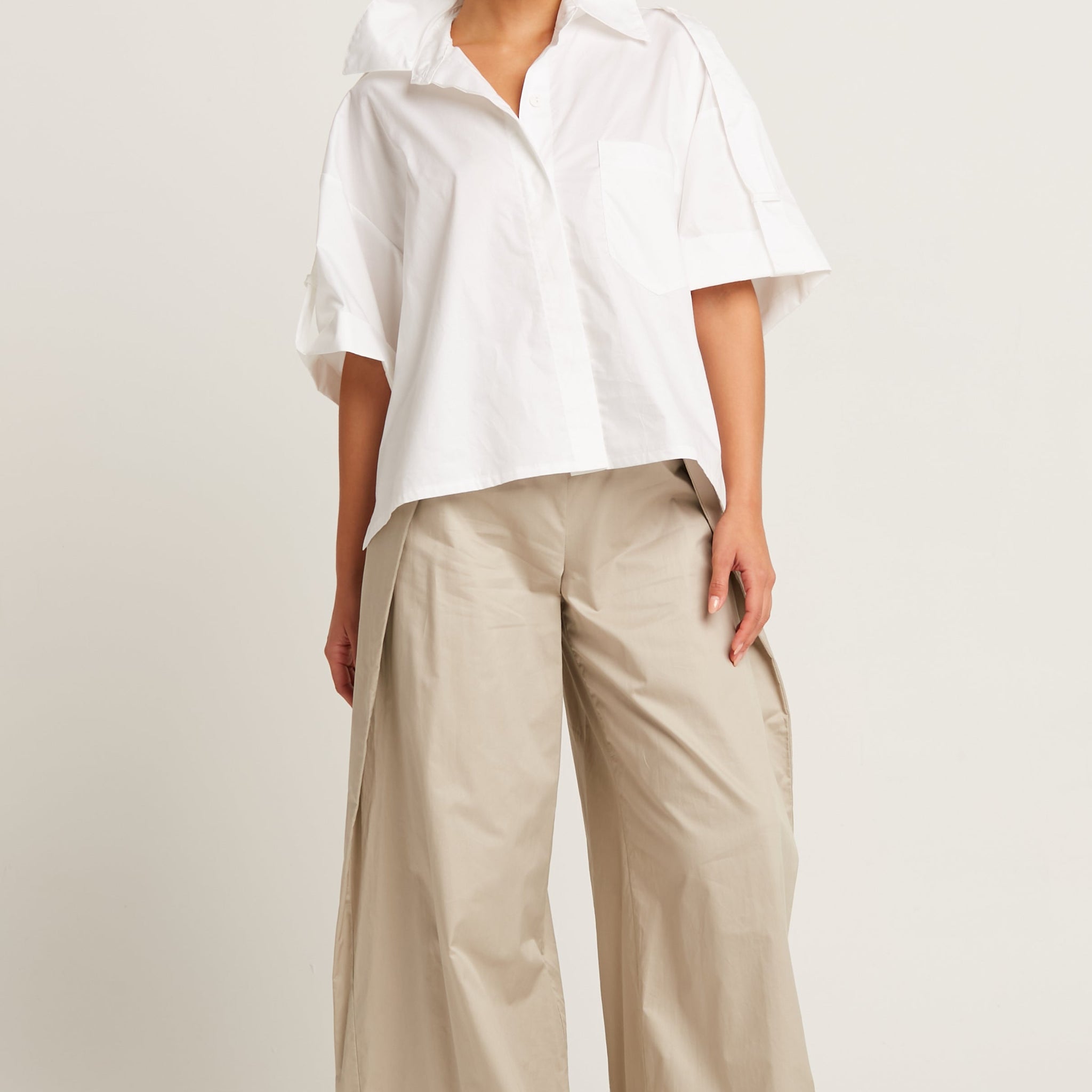 Cotton Tab Sleeve Shirt