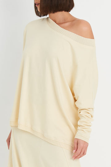 Pima Cotton Ribbed Off The Shoulder Tee