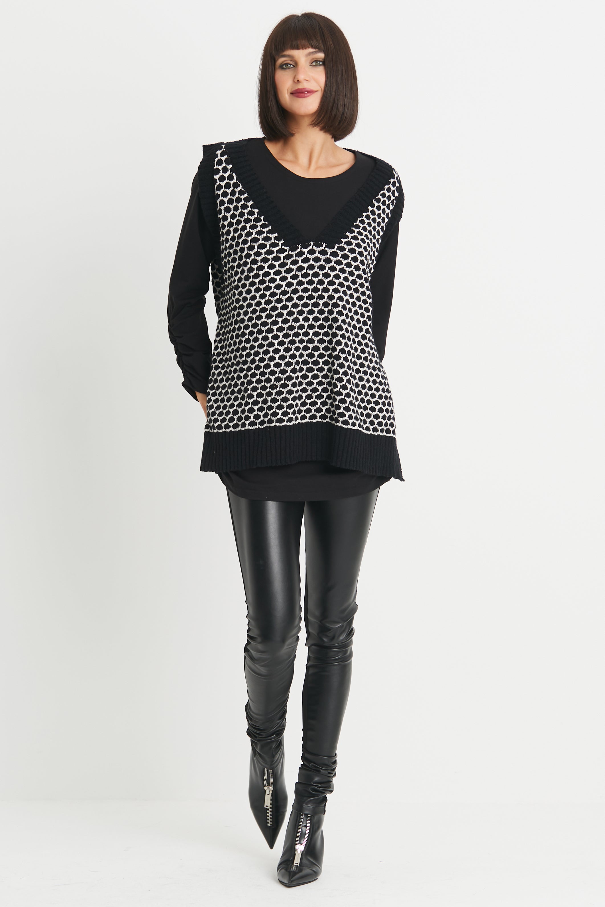 Cotton Bee Hive Sweater Vest
