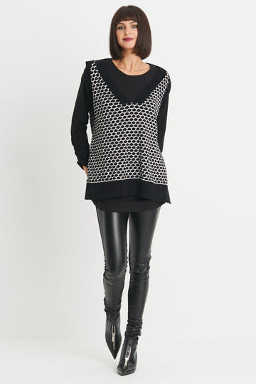 Cotton Bee Hive Sweater Vest