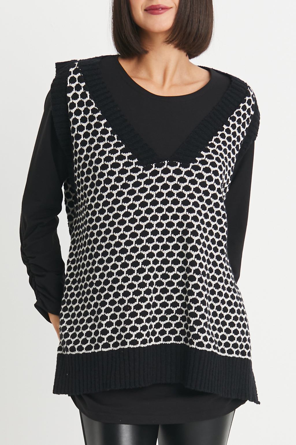 Cotton Bee Hive Sweater Vest