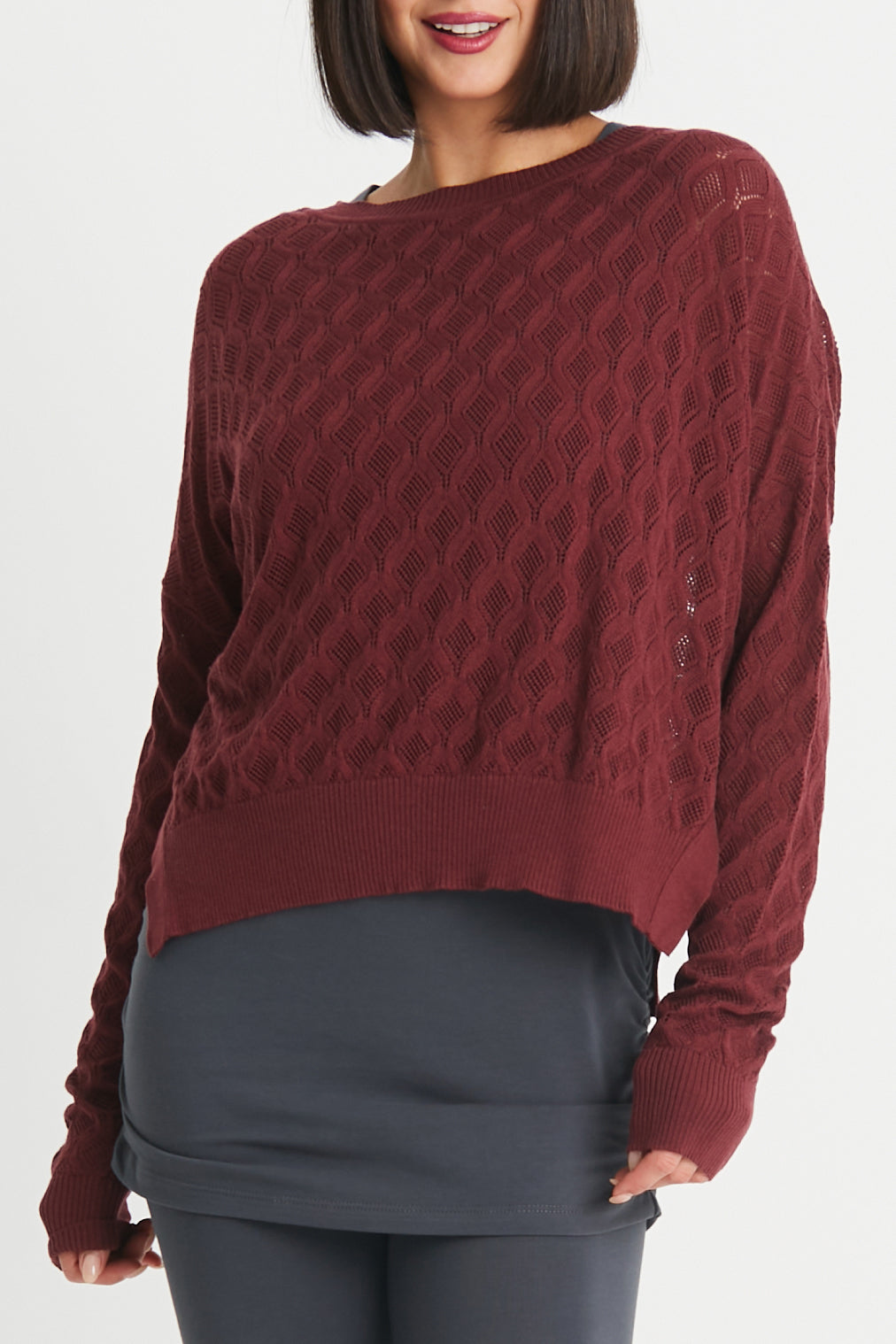 Pima Cotton Diamond Weave Crewneck Sweater