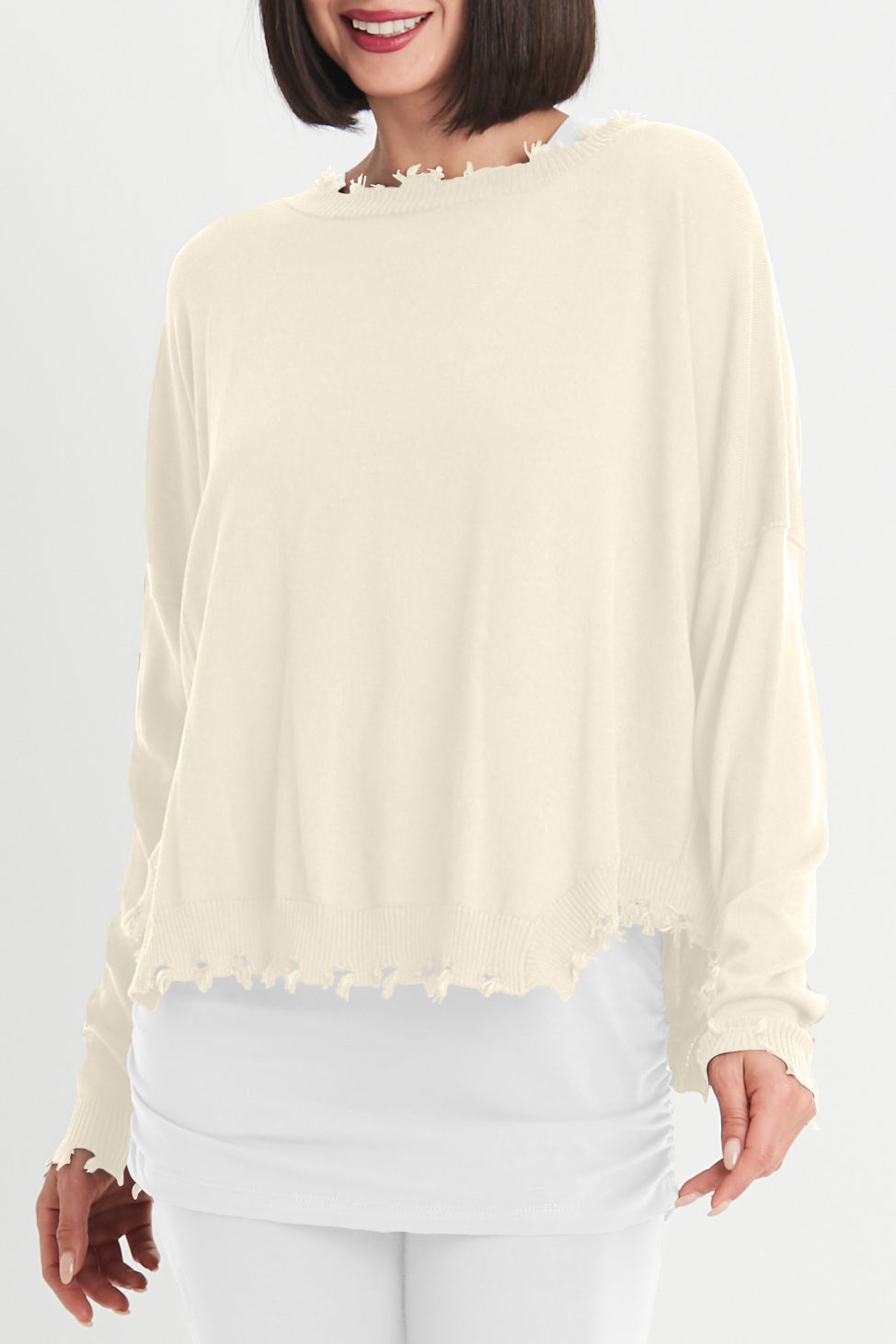 Pima Cotton Shabby Chic Crewneck Sweater