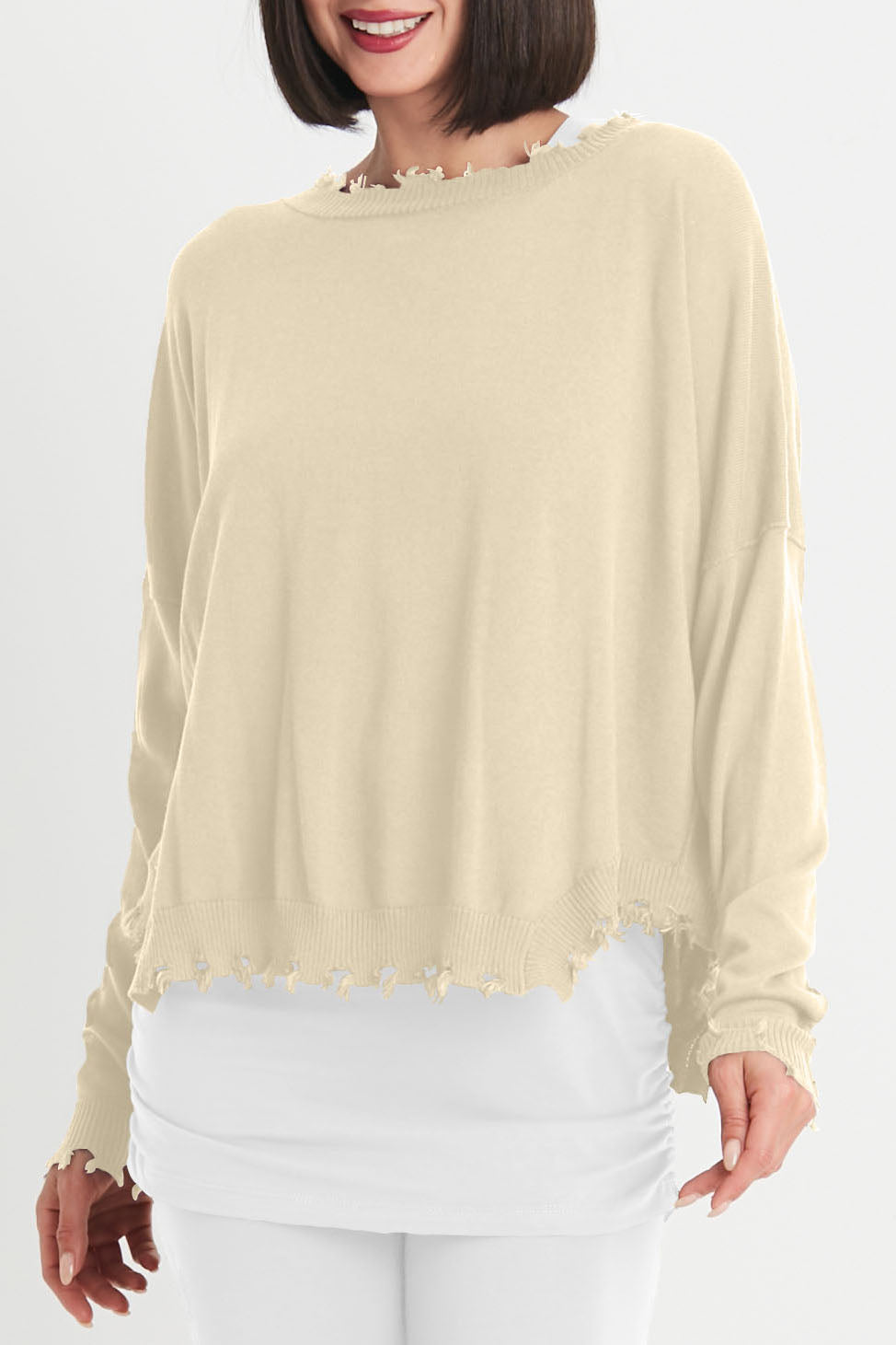 Pima Cotton Shabby Chic Crewneck Sweater