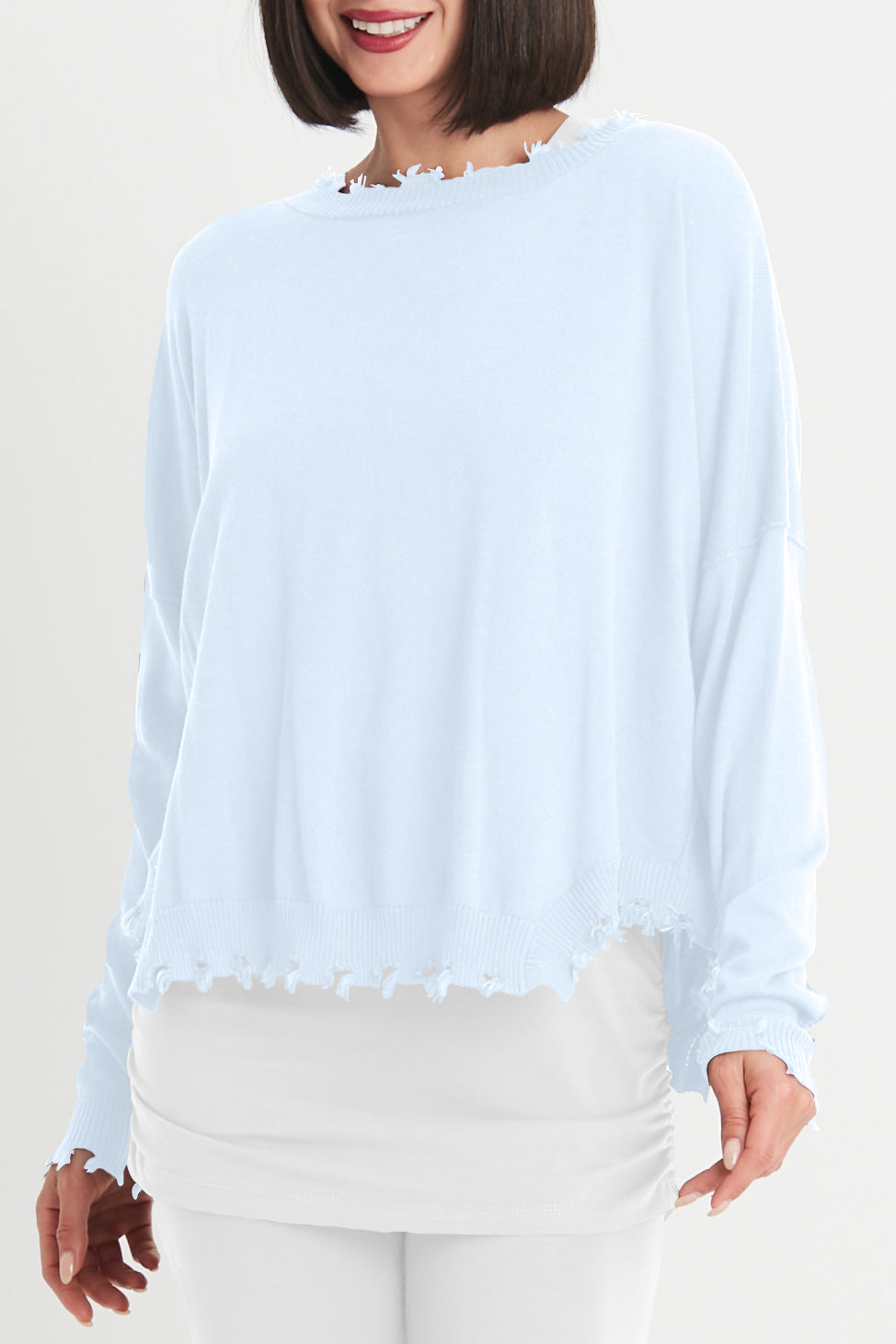 Pima Cotton Shabby Chic Crewneck Sweater