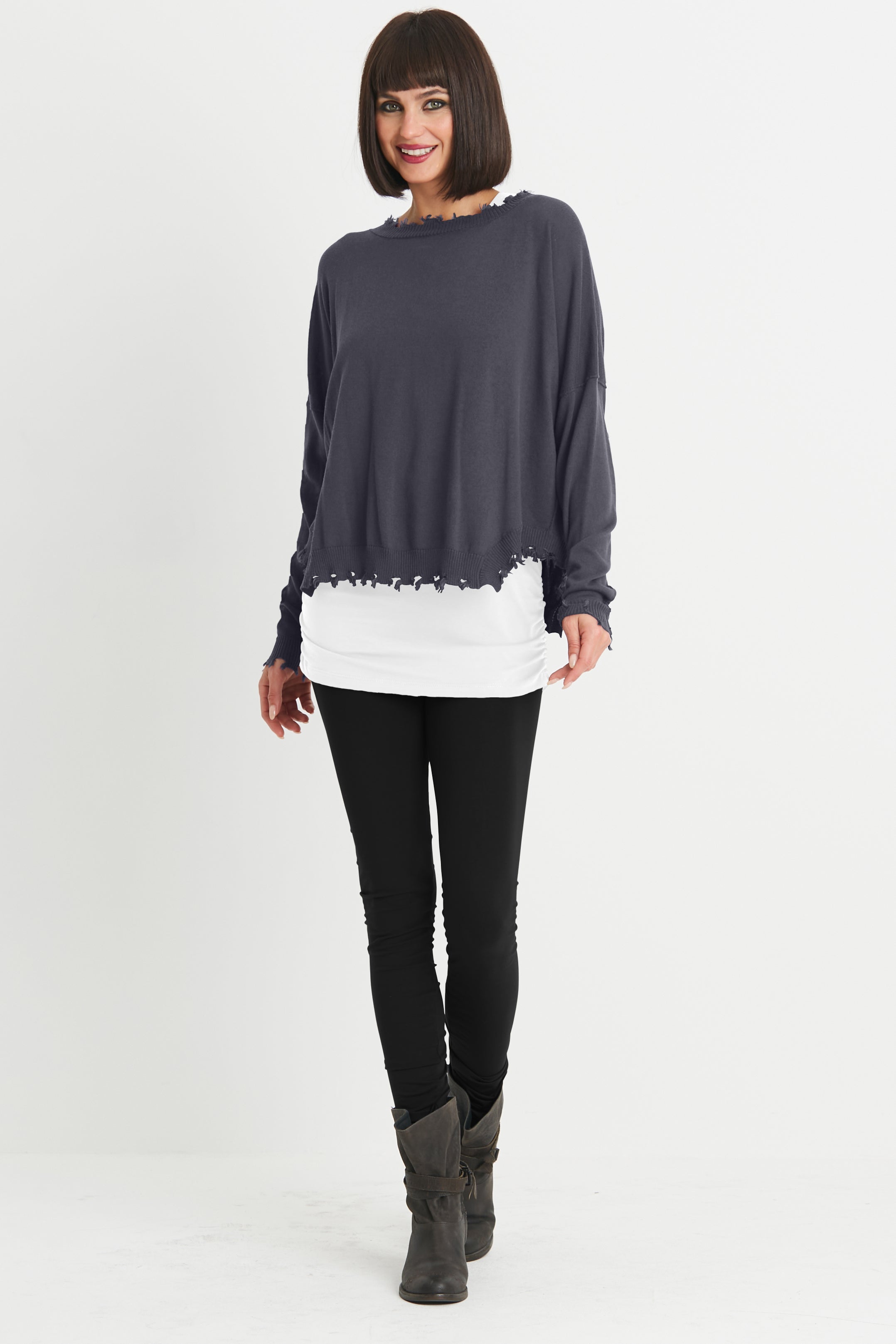 Pima Cotton Shabby Chic Crewneck Sweater