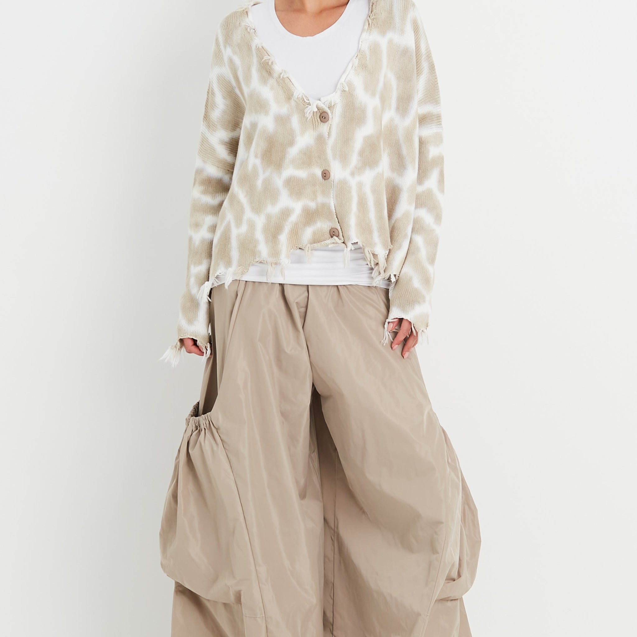 Pima Cotton Bleach Bum Tattered Cardigan