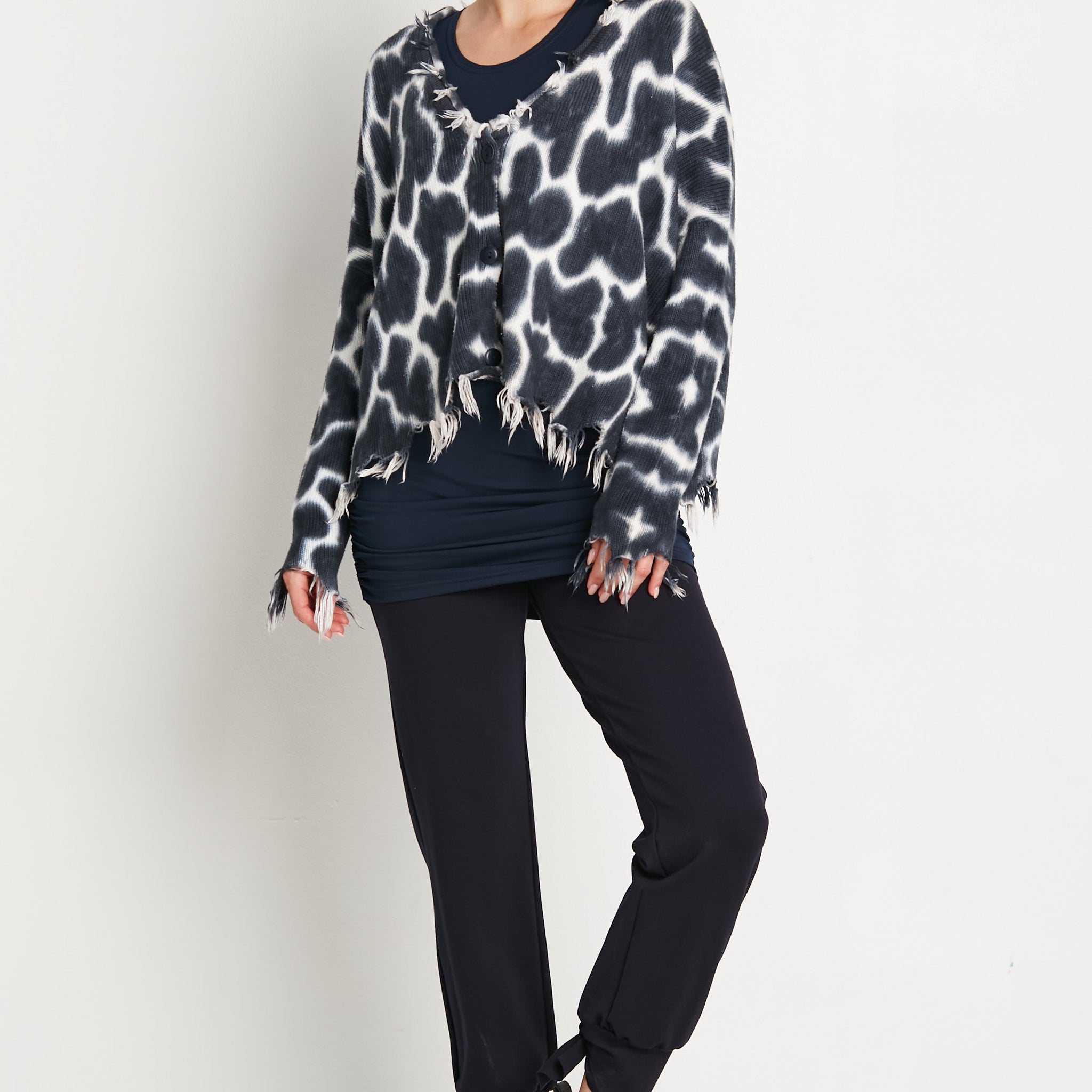 Pima Cotton Bleach Bum Tattered Cardigan