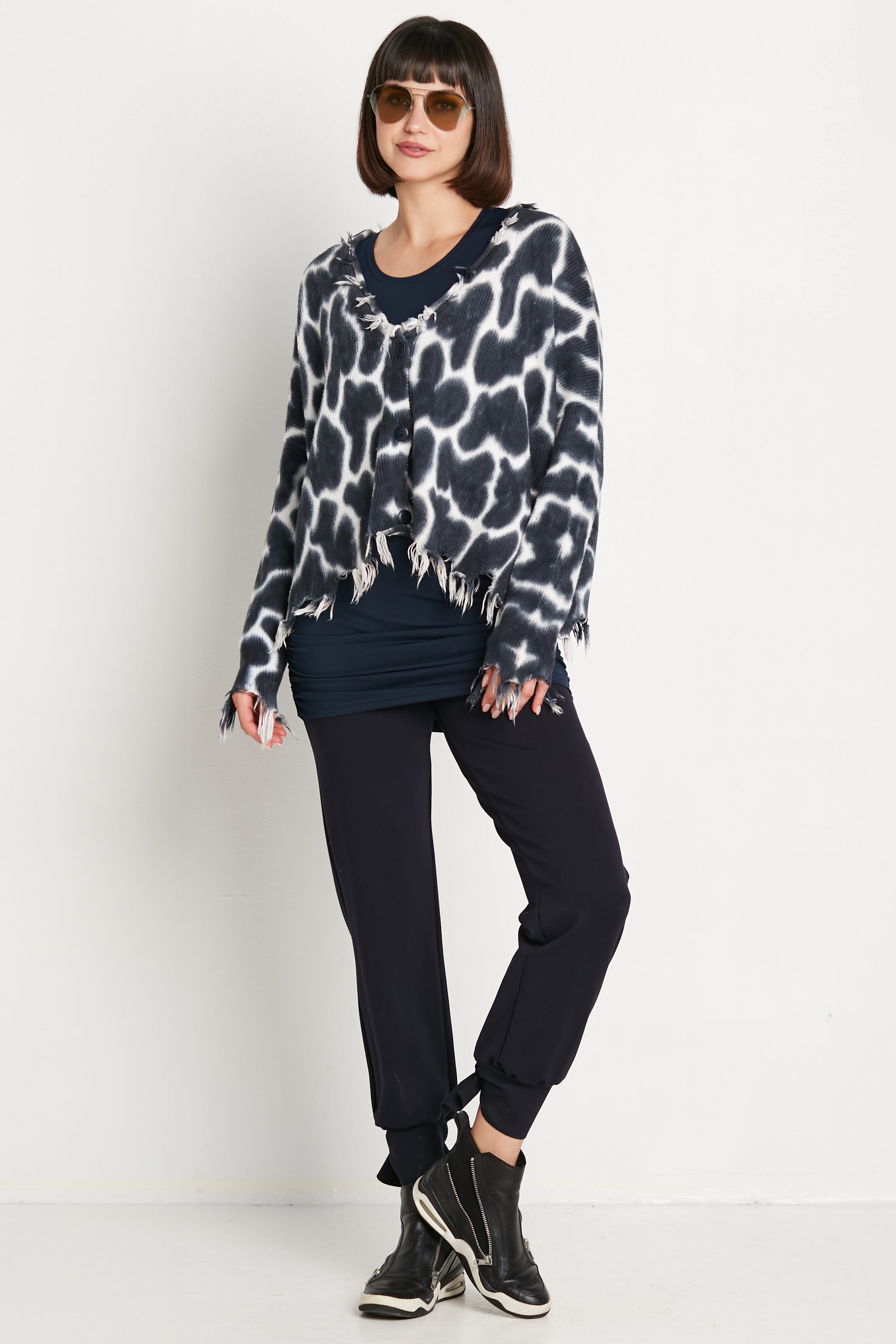 Pima Cotton Bleach Bum Tattered Cardigan