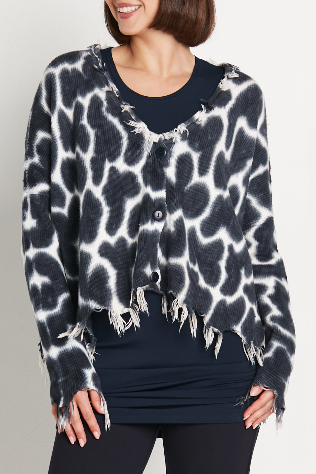 Pima Cotton Bleach Bum Tattered Cardigan